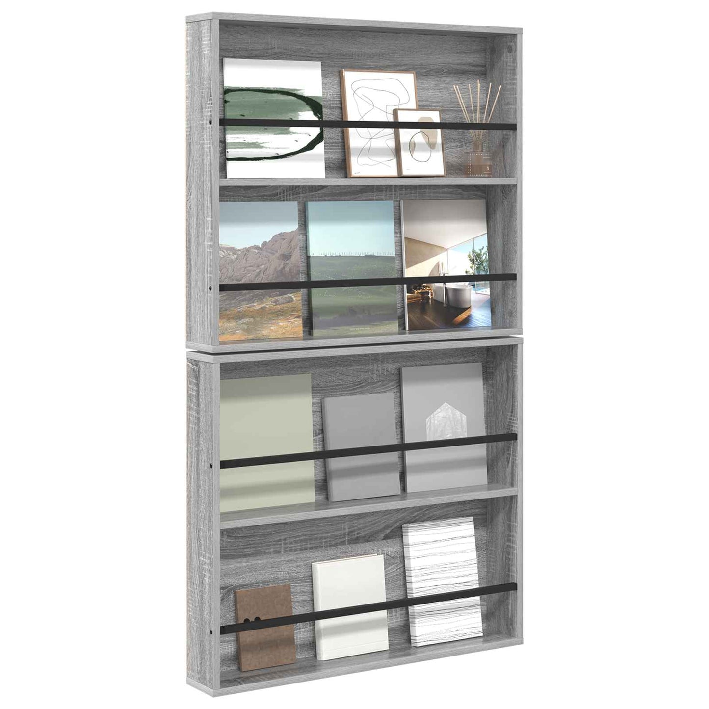 Magazine Rack 2 pcs Grey Sonoma 80 x 12 x 70 cm Engineered Wood