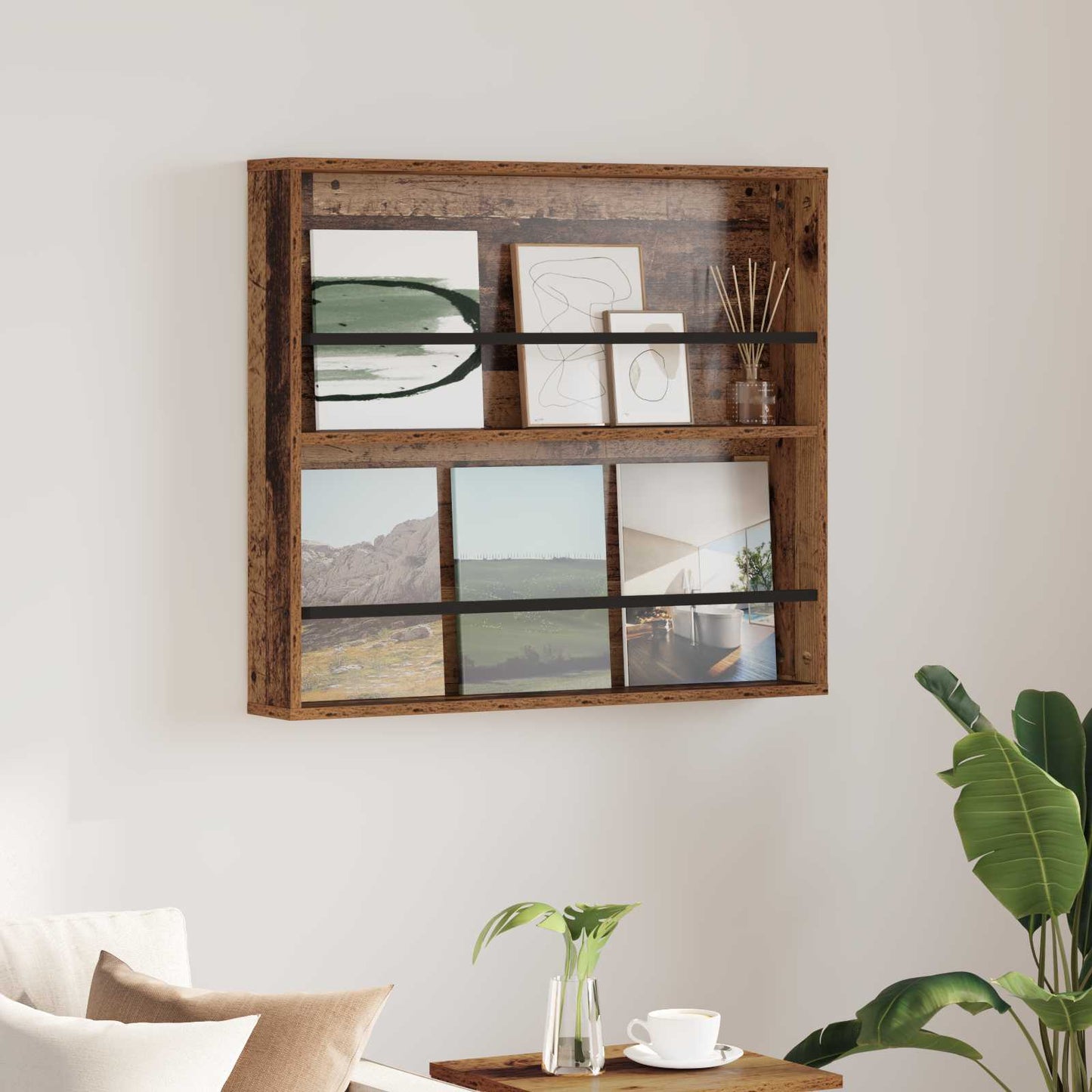 Magazine Rack Old Wood 80 x 12 x 70 cm Engineered Wood