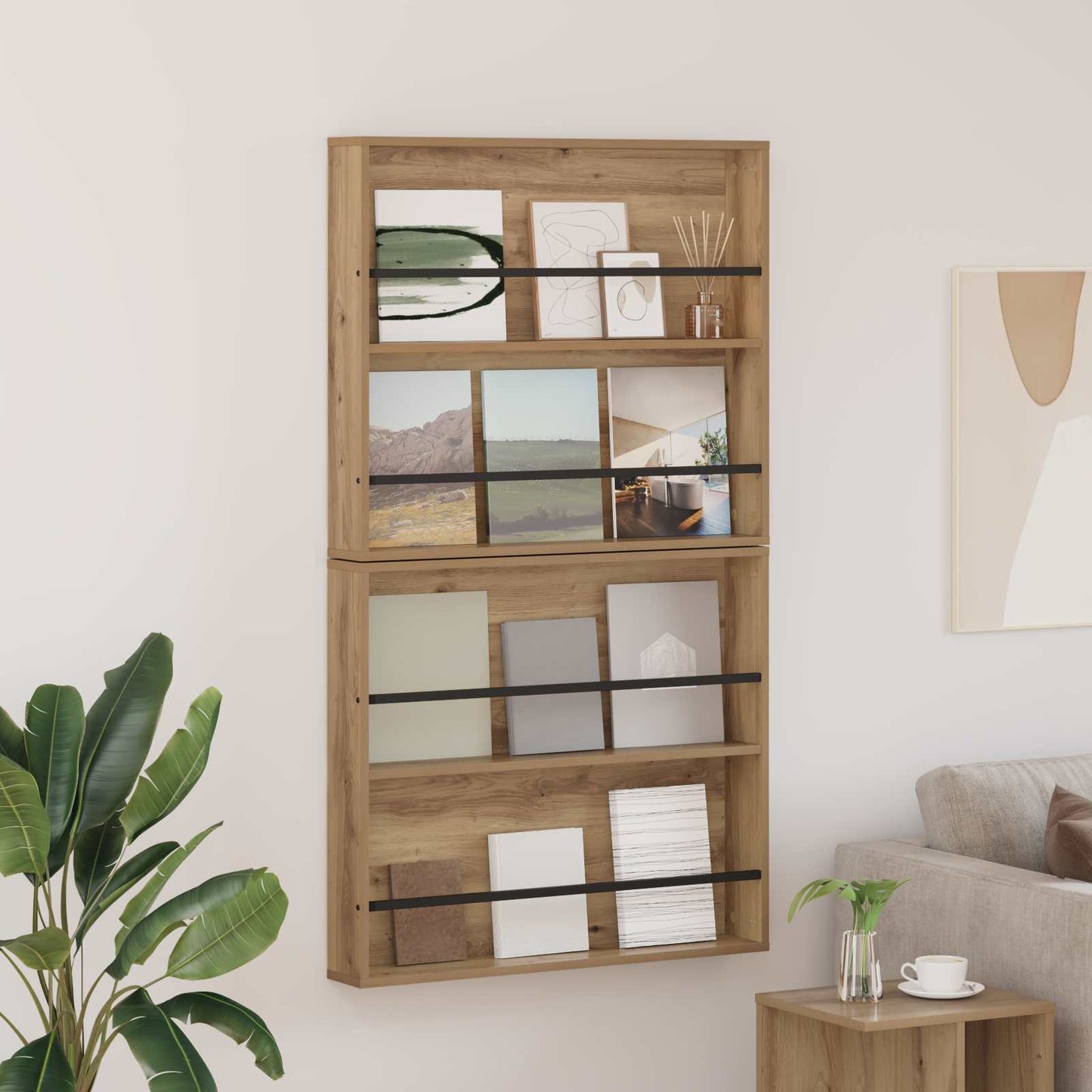 Magazine Rack 2 pcs Artisan Oak 80 x 12 x 70 cm Engineered Wood