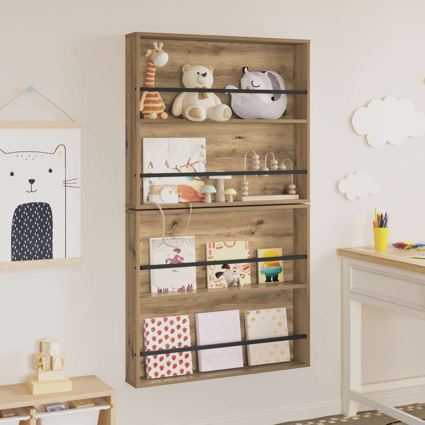 Magazine Rack 2 pcs Artisan Oak 80 x 12 x 70 cm Engineered Wood