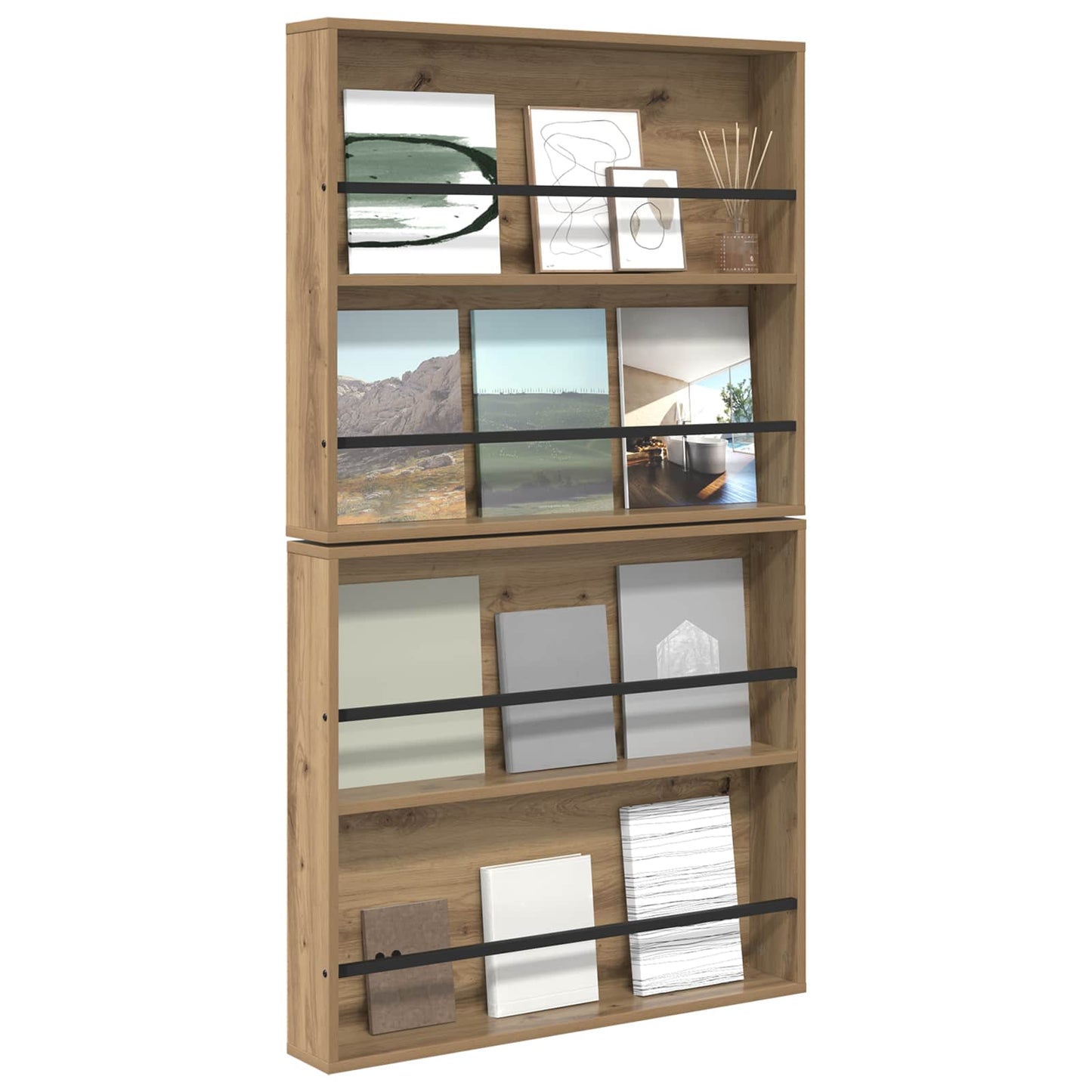 Magazine Rack 2 pcs Artisan Oak 80 x 12 x 70 cm Engineered Wood