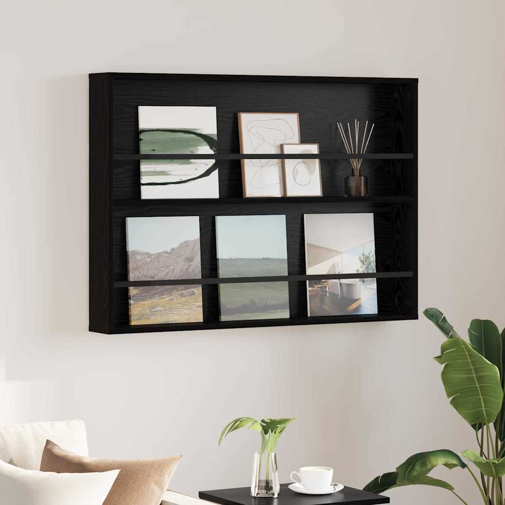 Magazine Rack Black Oak 100 x 12 x 70 cm Engineered Wood