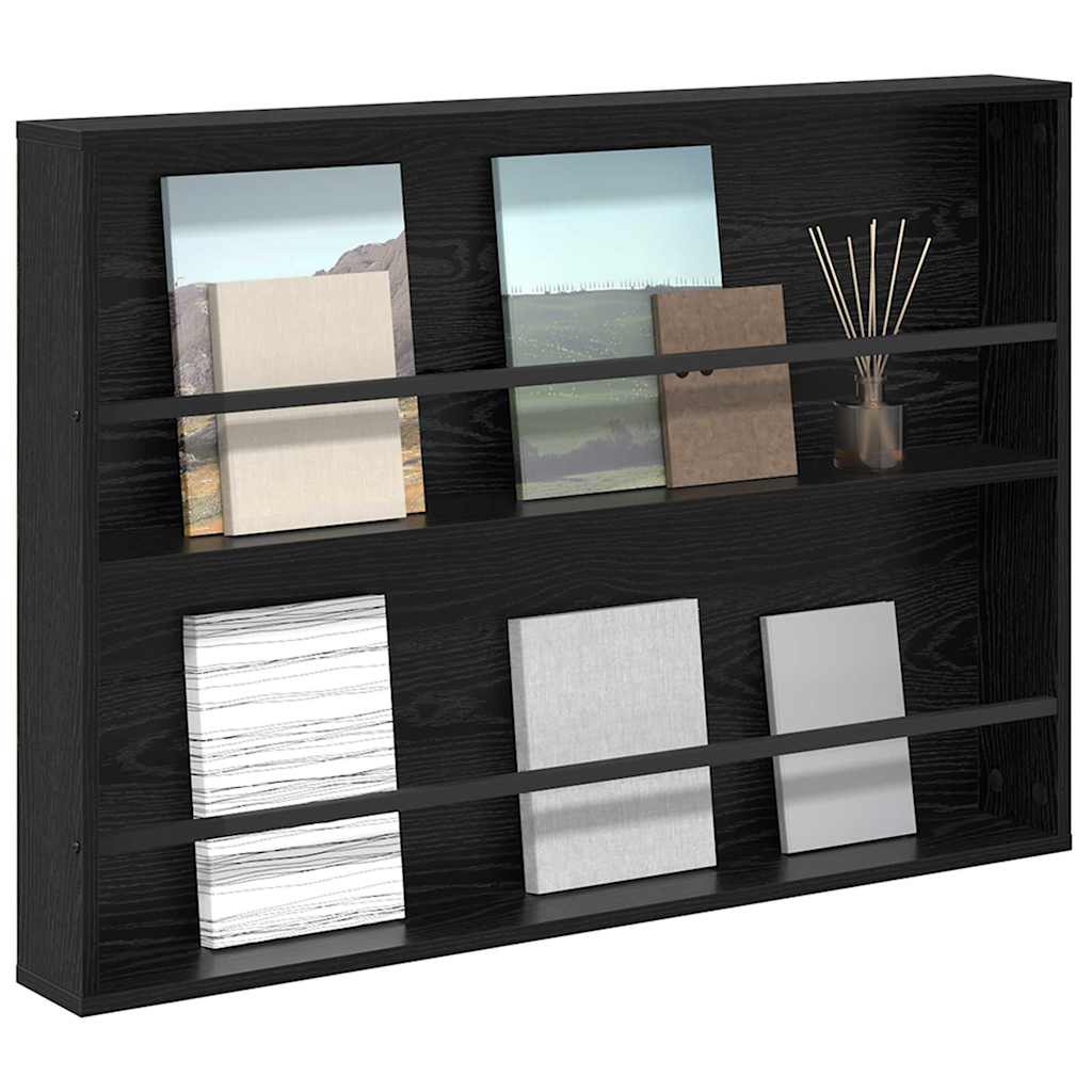 Magazine Rack Black Oak 100 x 12 x 70 cm Engineered Wood