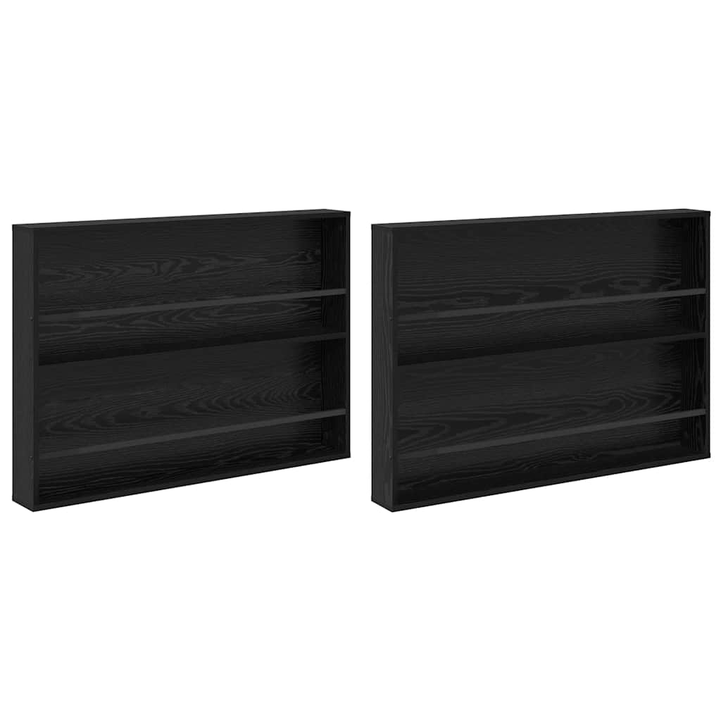 Magazine Rack 2 pcs Black Oak 100 x 12 x 70 cm Engineered Wood