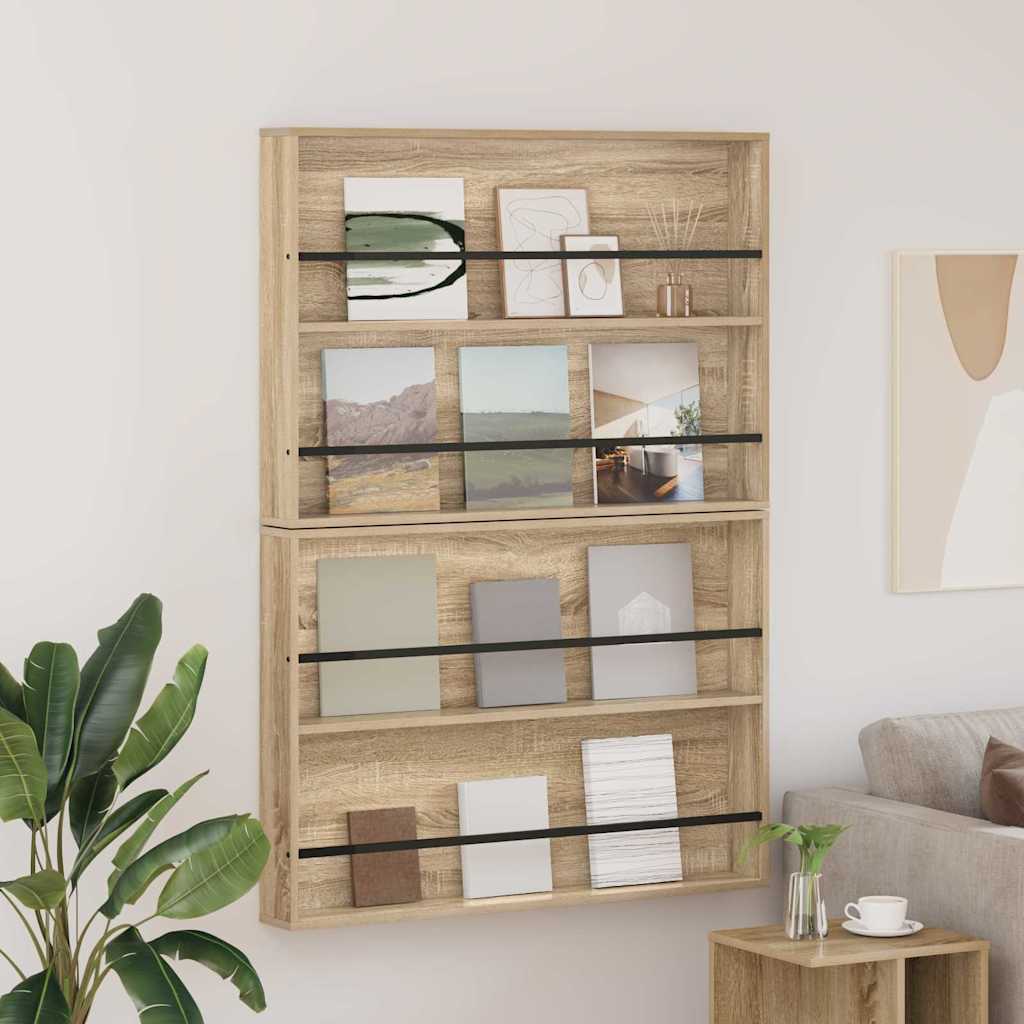 Magazine Rack 2 pcs Sonoma Oak 100 x 12 x 70 cm Engineered Wood