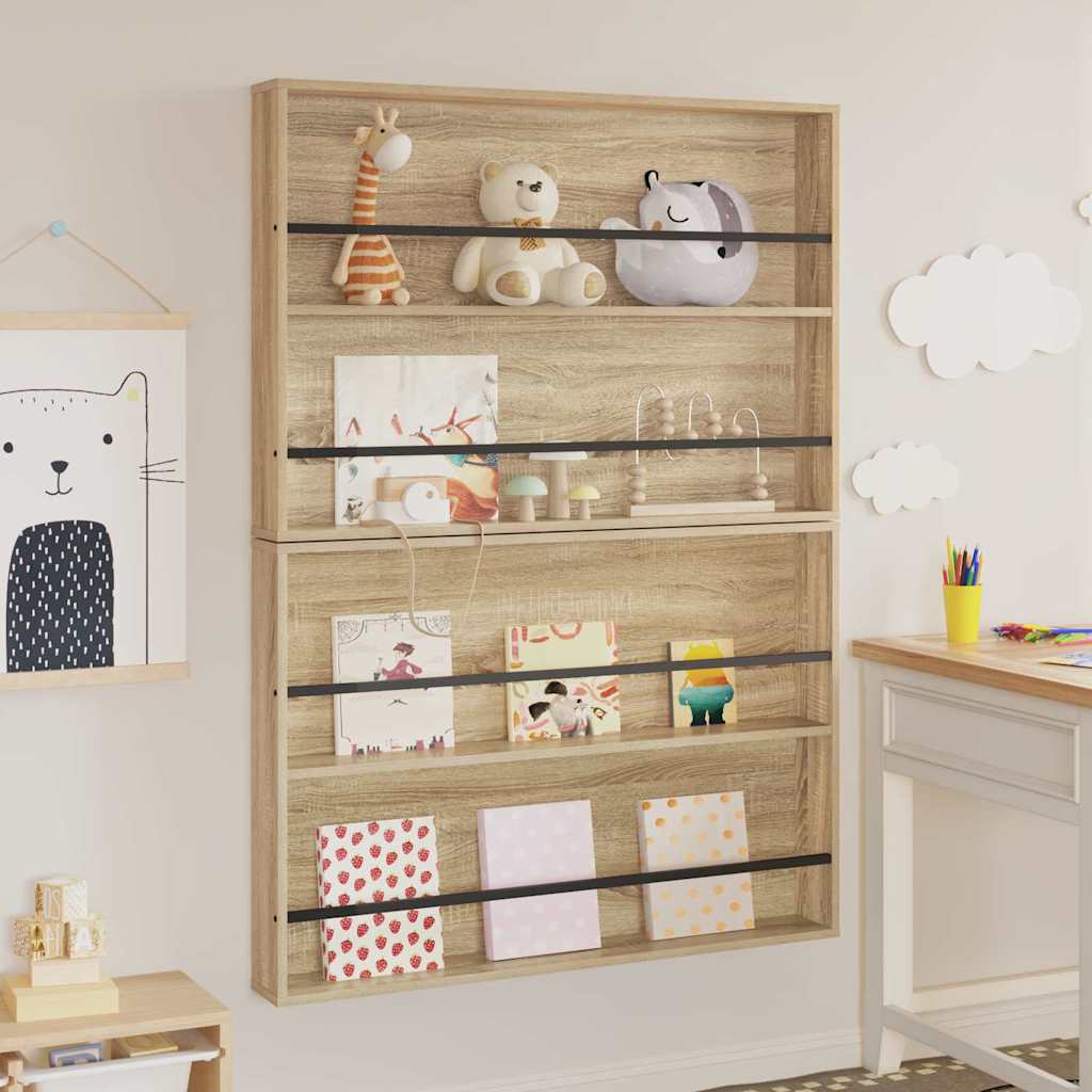 Magazine Rack 2 pcs Sonoma Oak 100 x 12 x 70 cm Engineered Wood