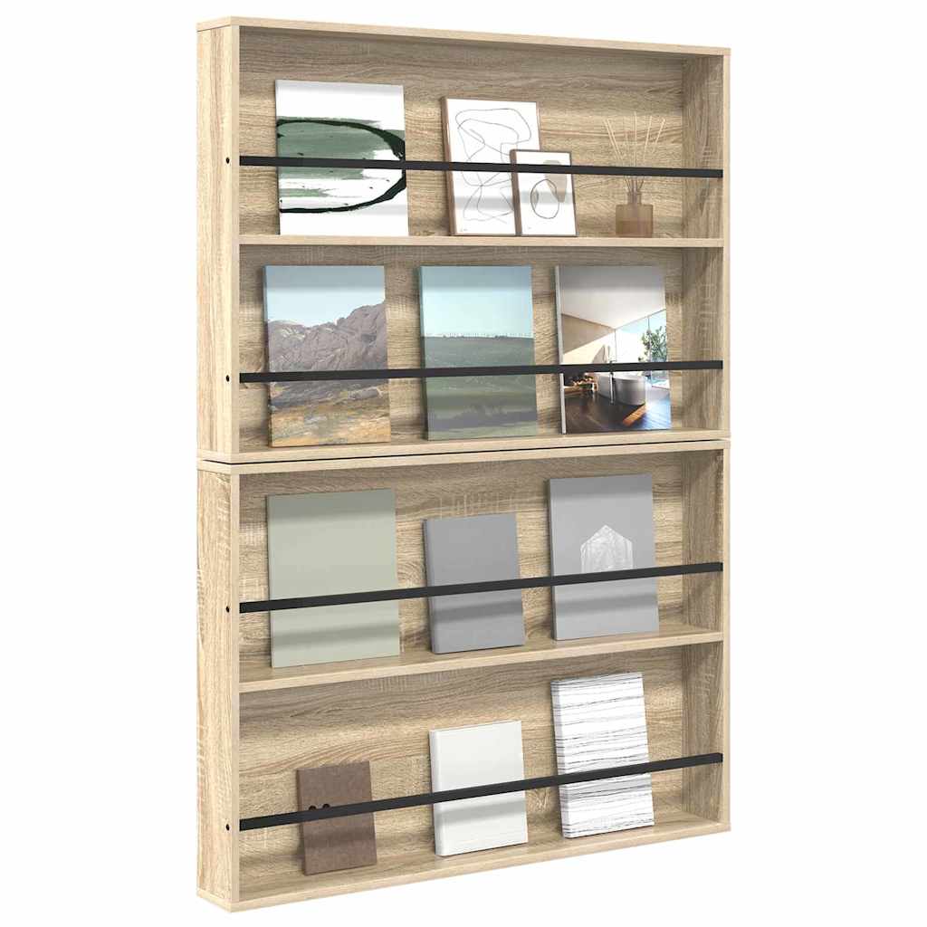 Magazine Rack 2 pcs Sonoma Oak 100 x 12 x 70 cm Engineered Wood
