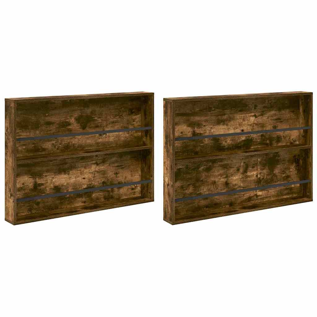 Magazine Rack 2 pcs Smoked Oak 100 x 12 x 70 cm Engineered Wood