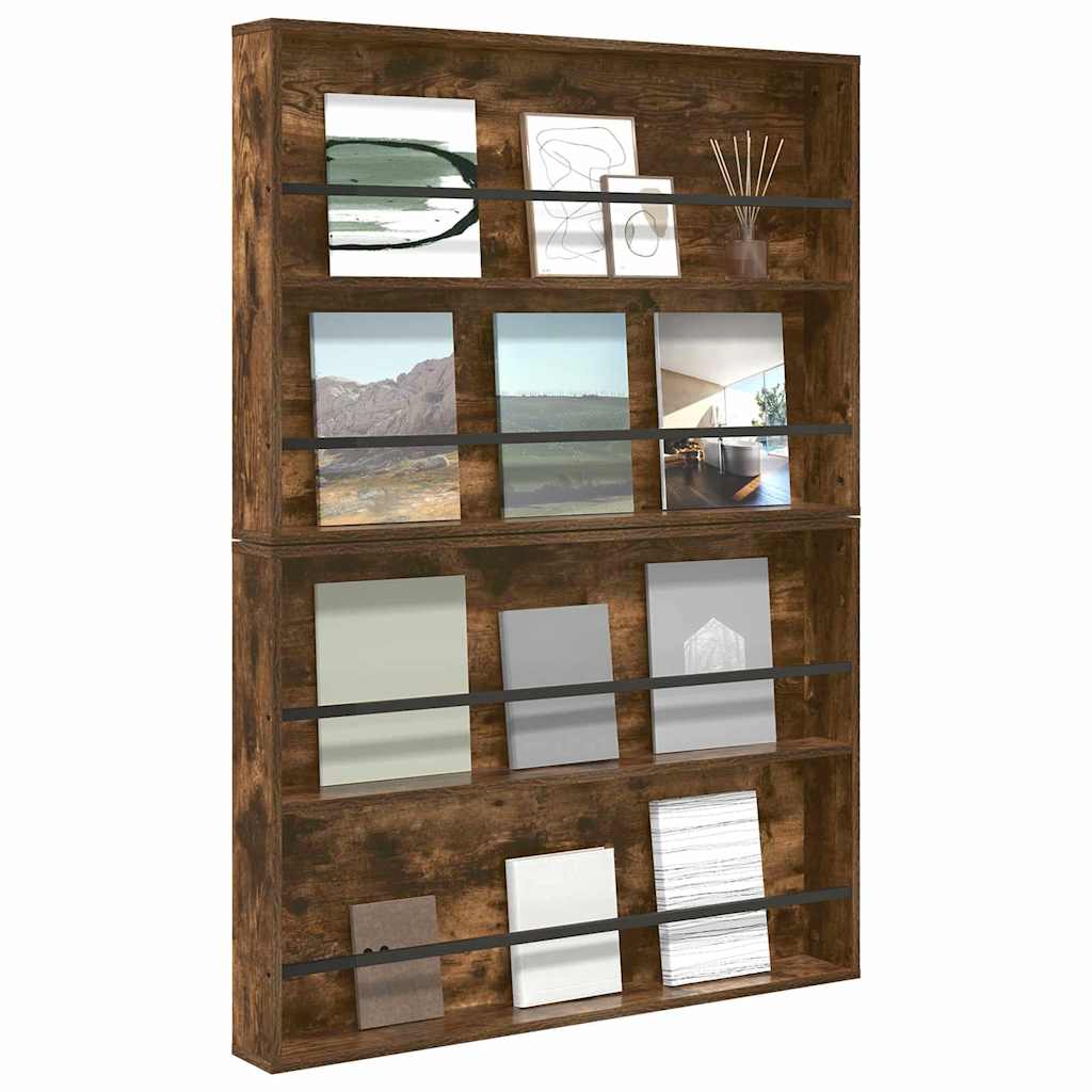 Magazine Rack 2 pcs Smoked Oak 100 x 12 x 70 cm Engineered Wood