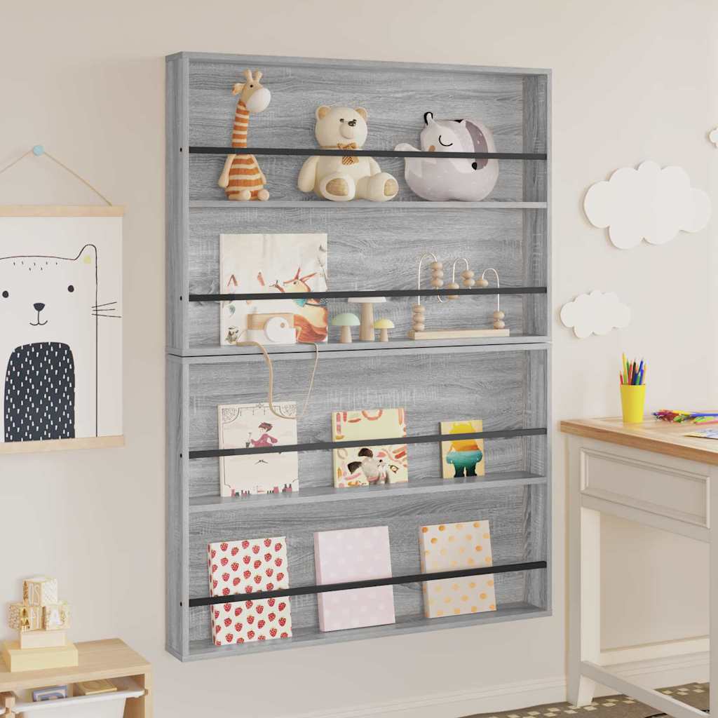 Magazine Rack with Shelf 2 pcs Grey Sonoma 100 x 12 x 70 cm