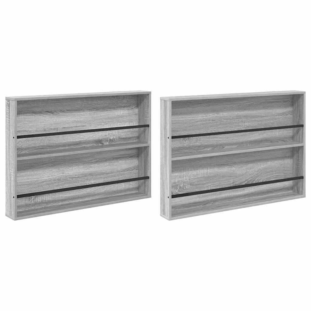 Magazine Rack with Shelf 2 pcs Grey Sonoma 100 x 12 x 70 cm