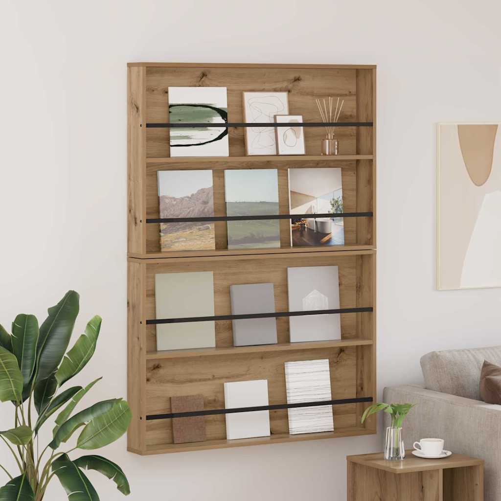 Magazine Rack with Shelf 2 pcs Artisan Oak 100 x 12 x 70 cm
