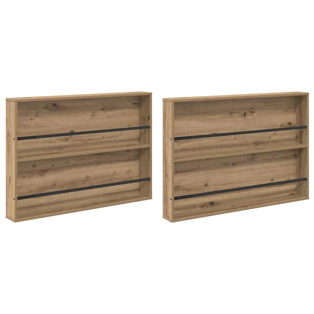 Magazine Rack with Shelf 2 pcs Artisan Oak 100 x 12 x 70 cm
