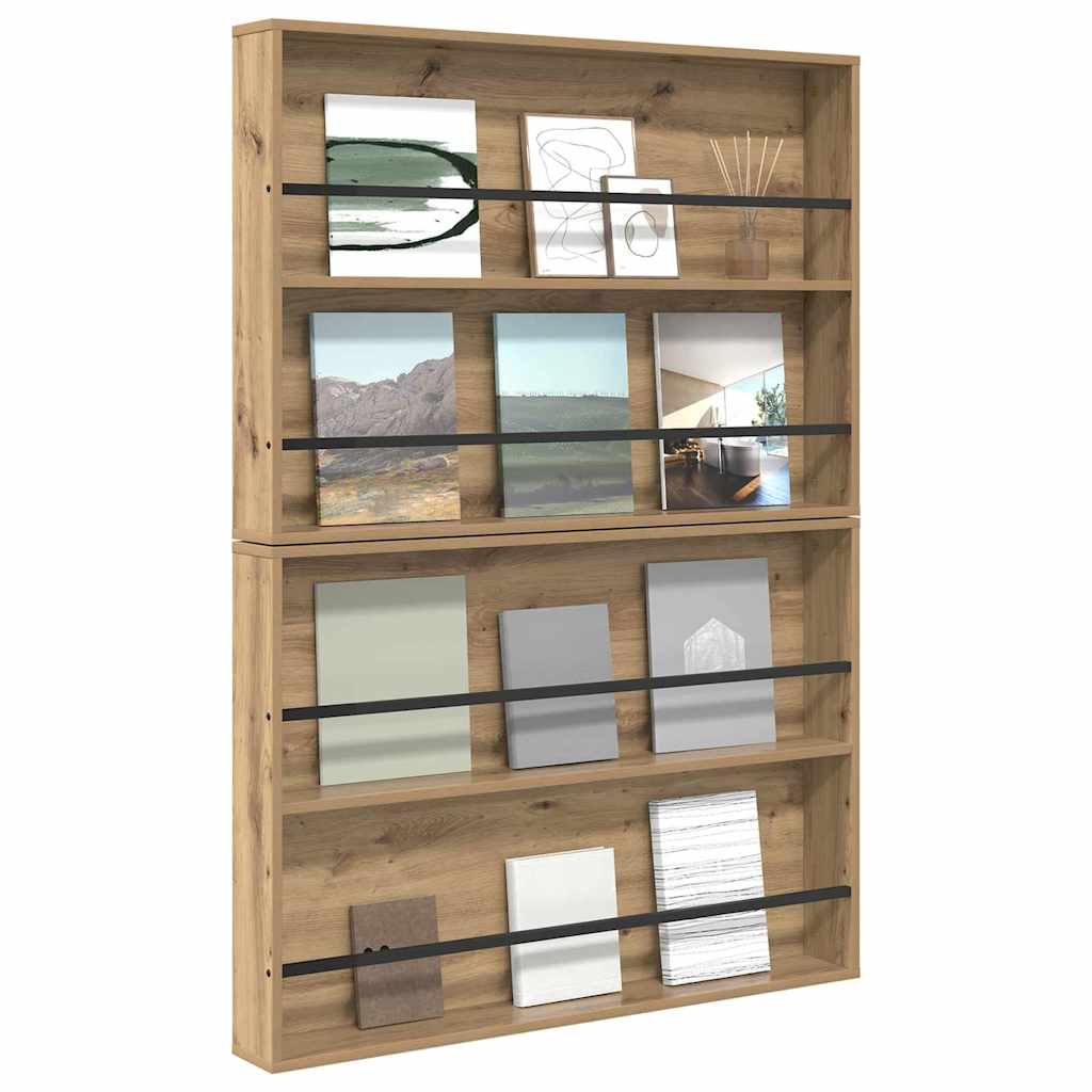 Magazine Rack with Shelf 2 pcs Artisan Oak 100 x 12 x 70 cm