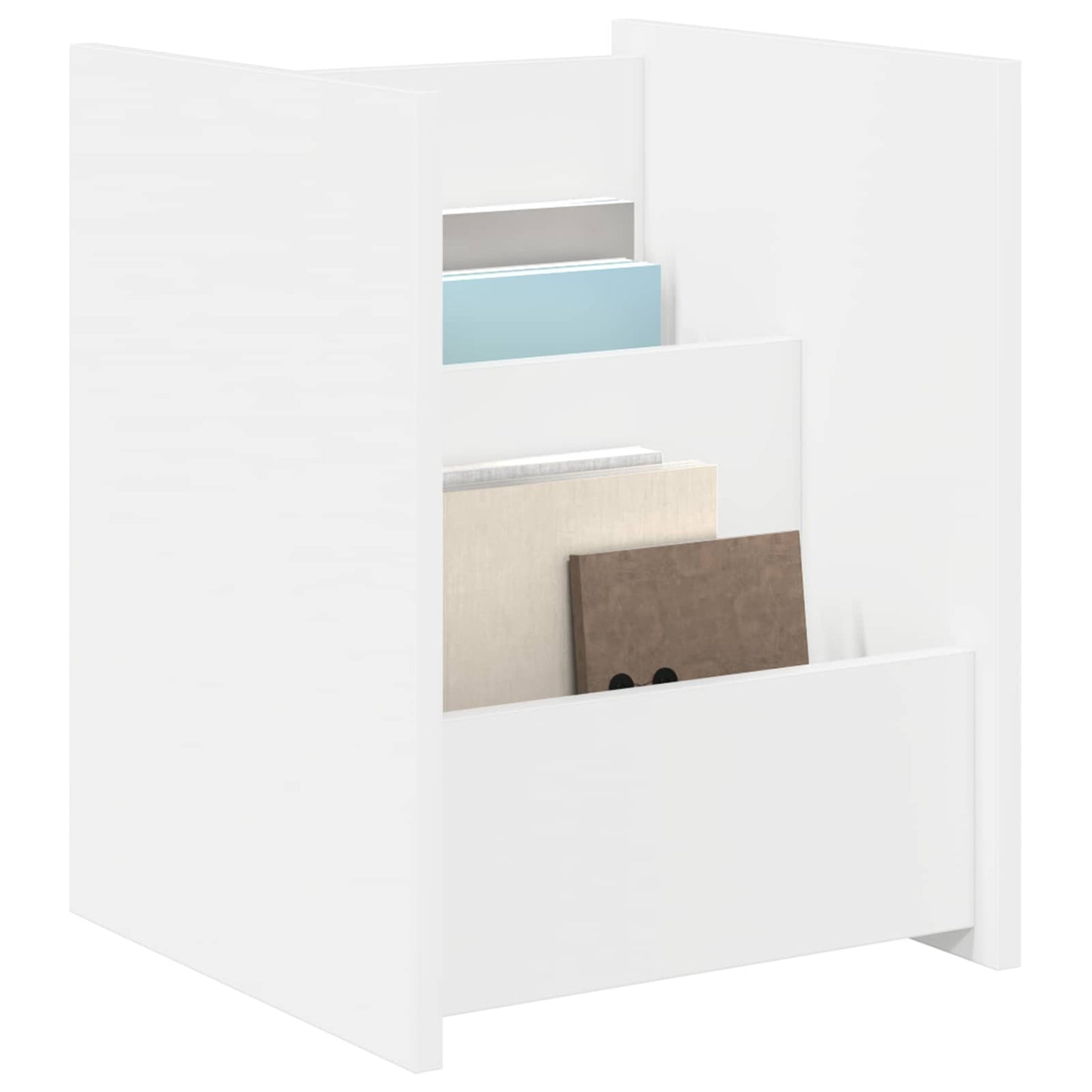 Magazine Rack with Shelf White 35 x 35 x 45 cm Engineered Wood