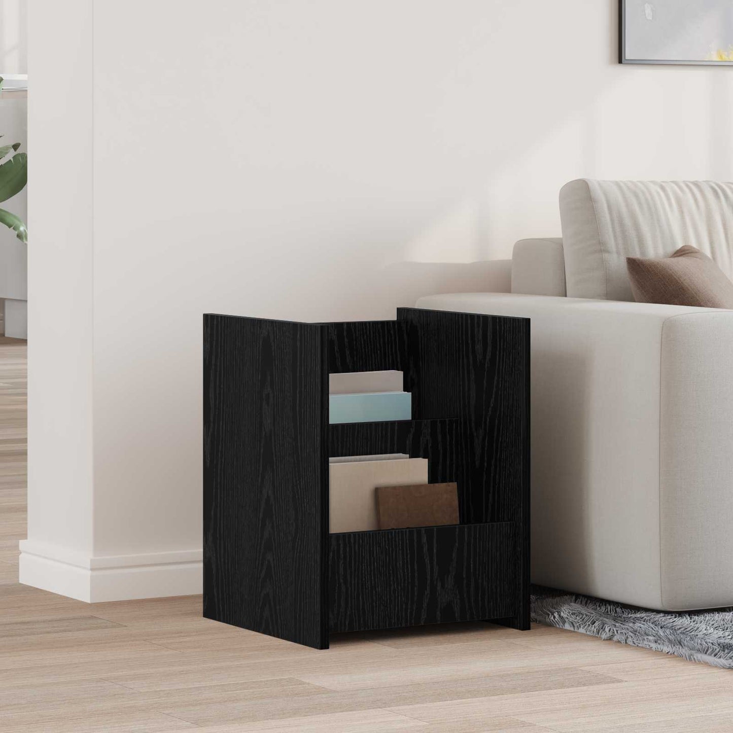 Magazine Rack Black Oak 35 x 35 x 45 cm Engineered Wood