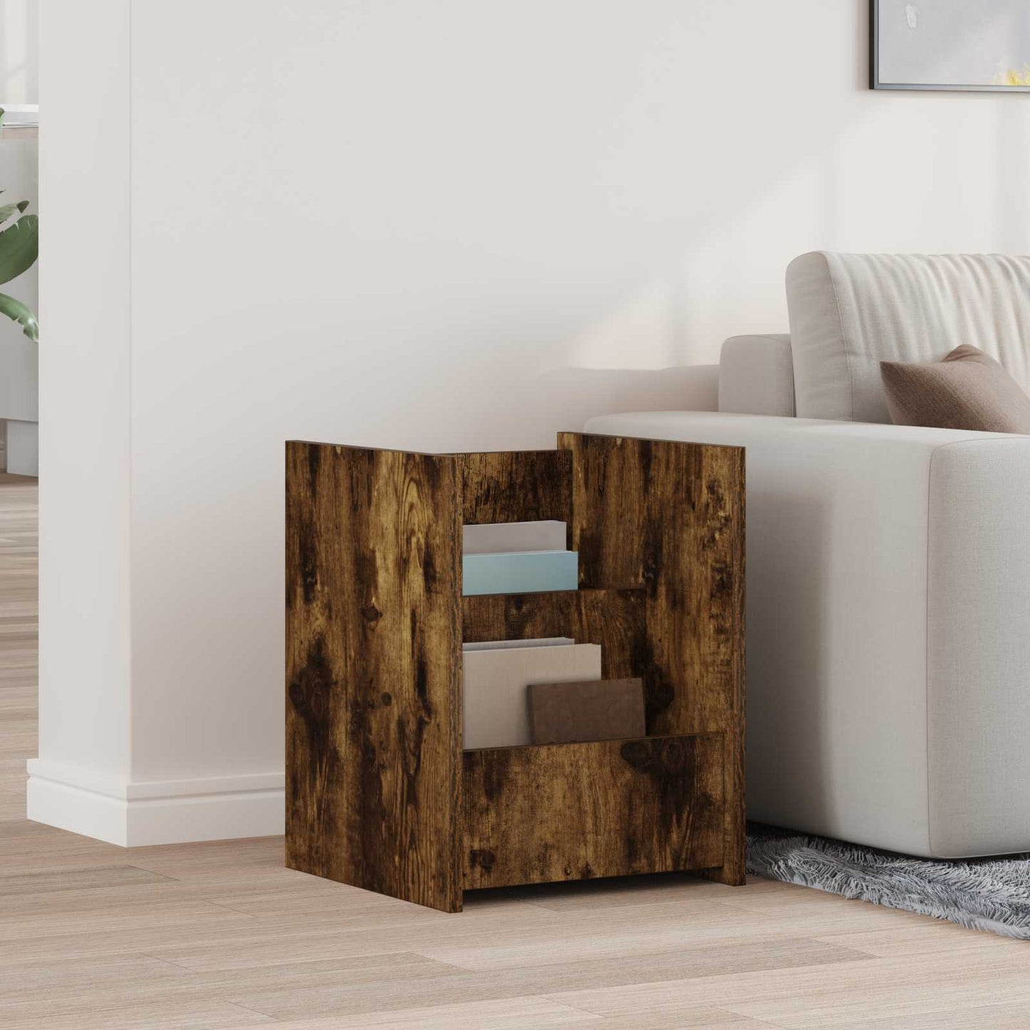 Magazine Rack Smoked Oak 35 x 35 x 45 cm Engineered Wood