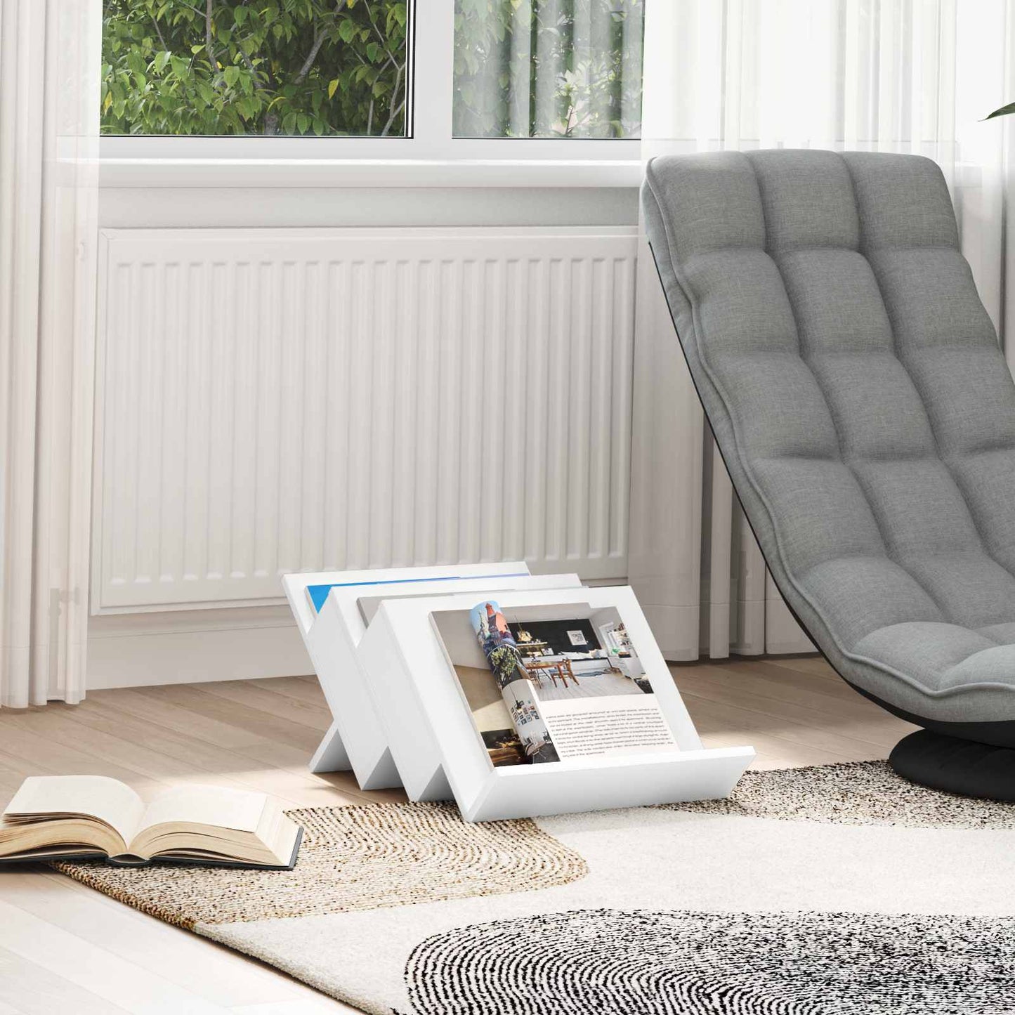 Magazine Rack White 53 x 40 x 28.5 cm Engineered Wood