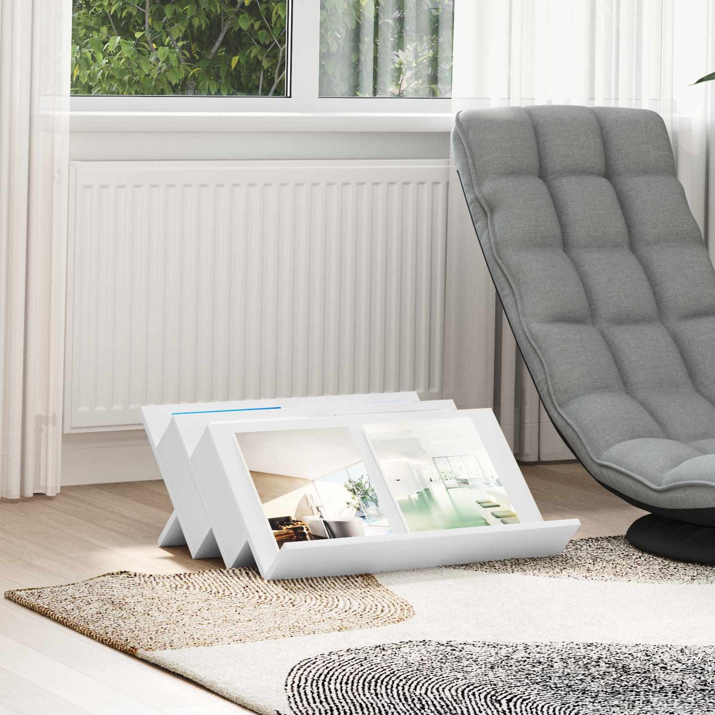 Magazine Rack White 65 x 53 x 28.5 cm Engineered Wood