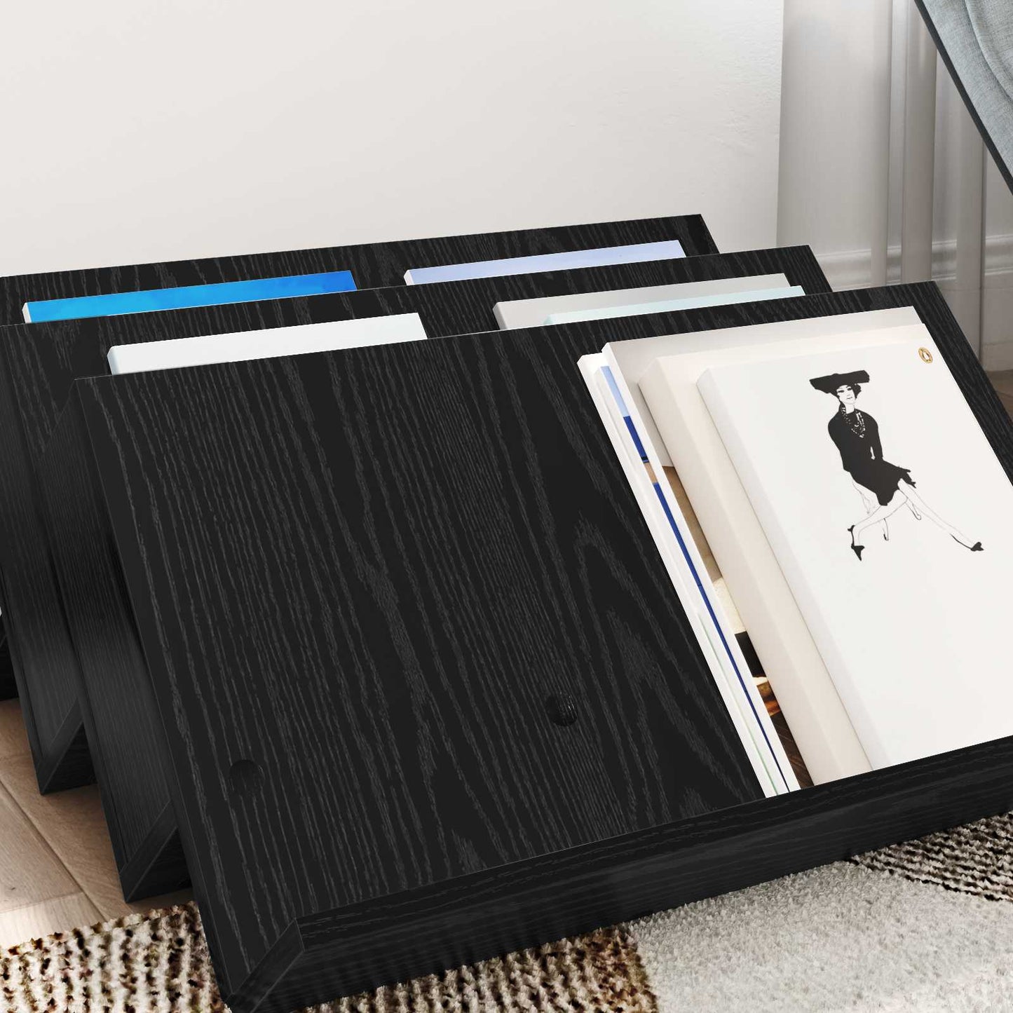 Magazine Rack Black Oak 65 x 53 x 28.5 cm Engineered Wood