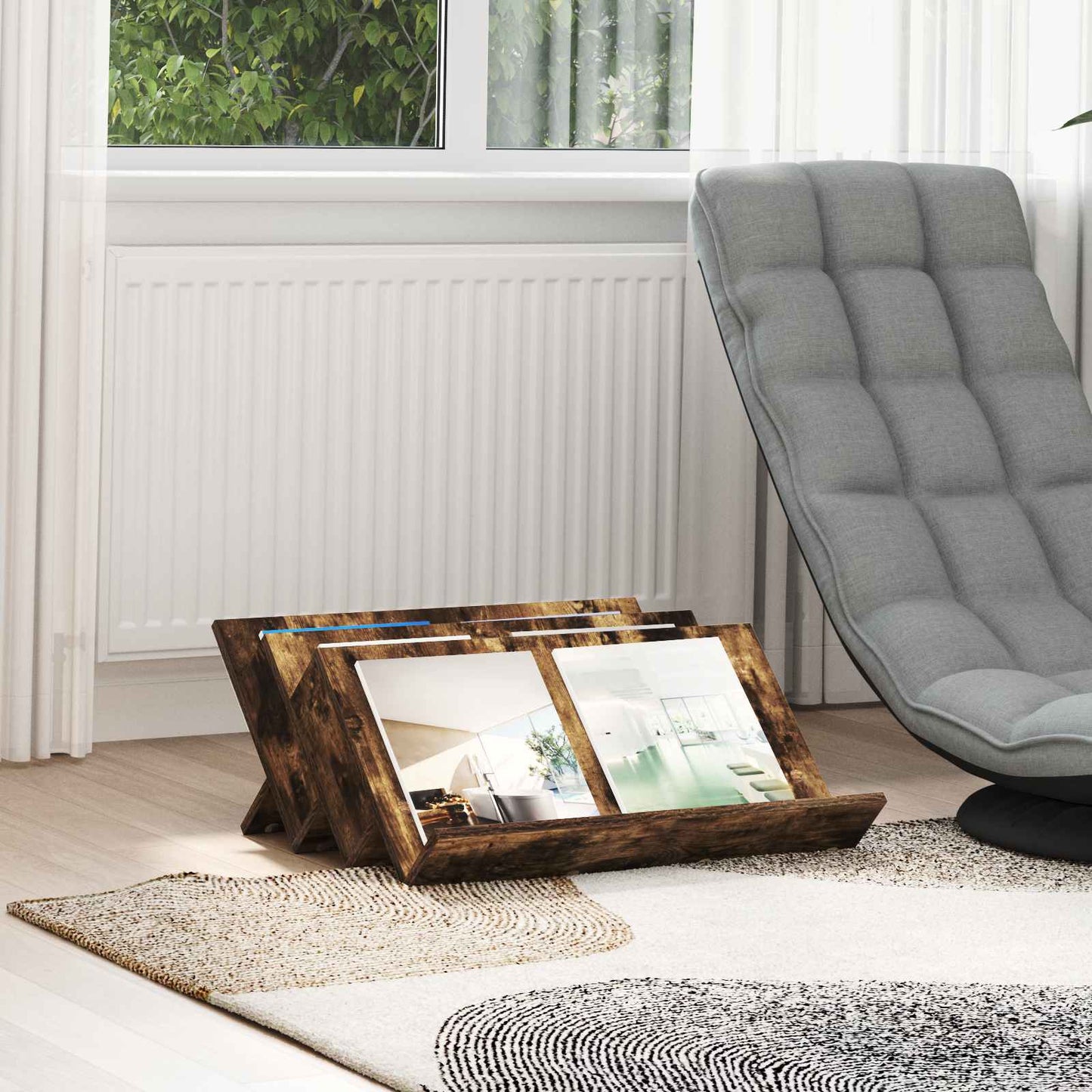Magazine Rack Smoked Oak 65 x 53 x 28.5 cm Engineered Wood
