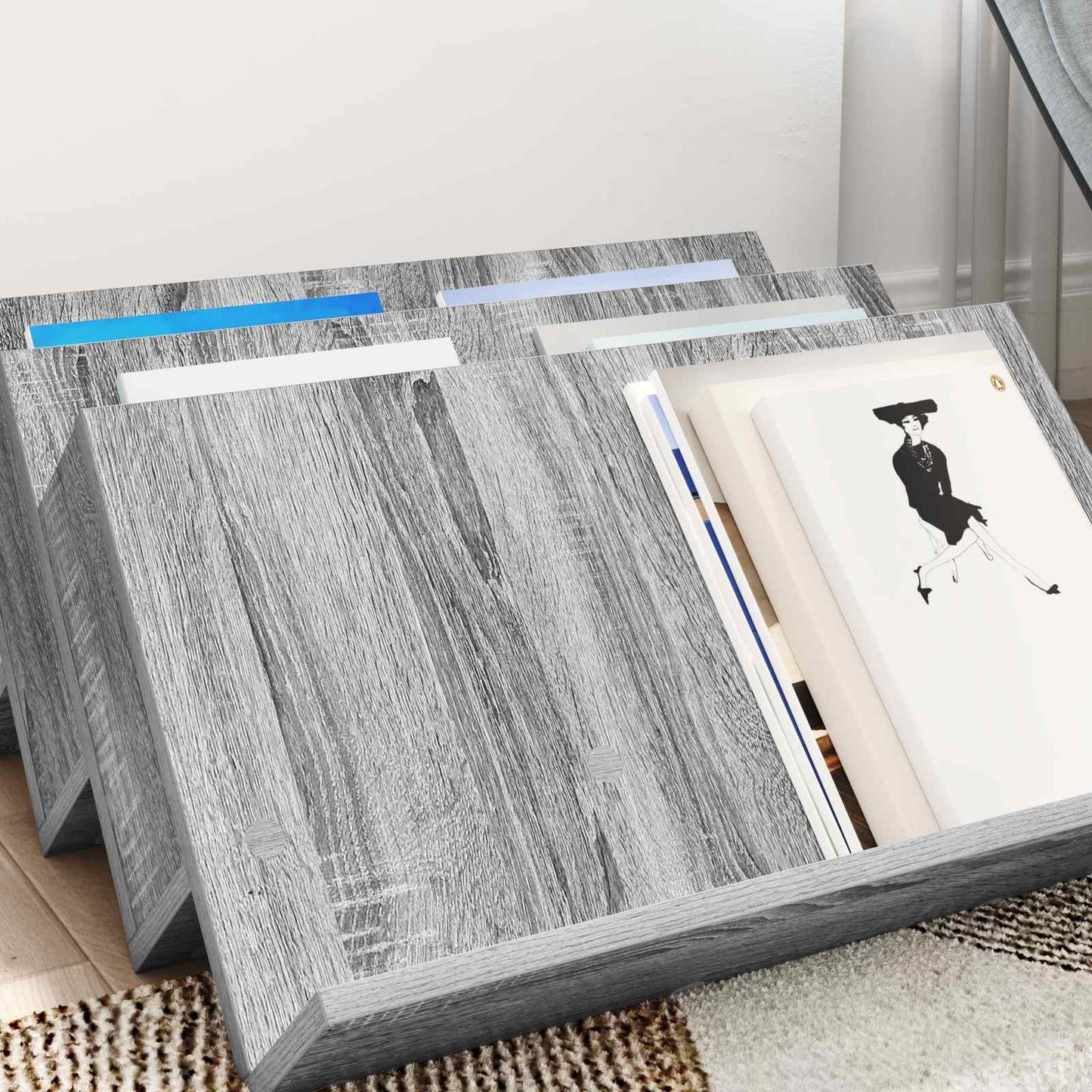 Magazine Rack Grey Sonoma 65 x 53 x 28.5 cm Engineered Wood