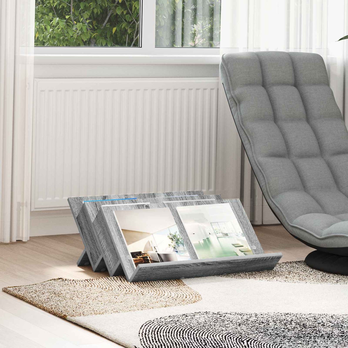 Magazine Rack Grey Sonoma 65 x 53 x 28.5 cm Engineered Wood
