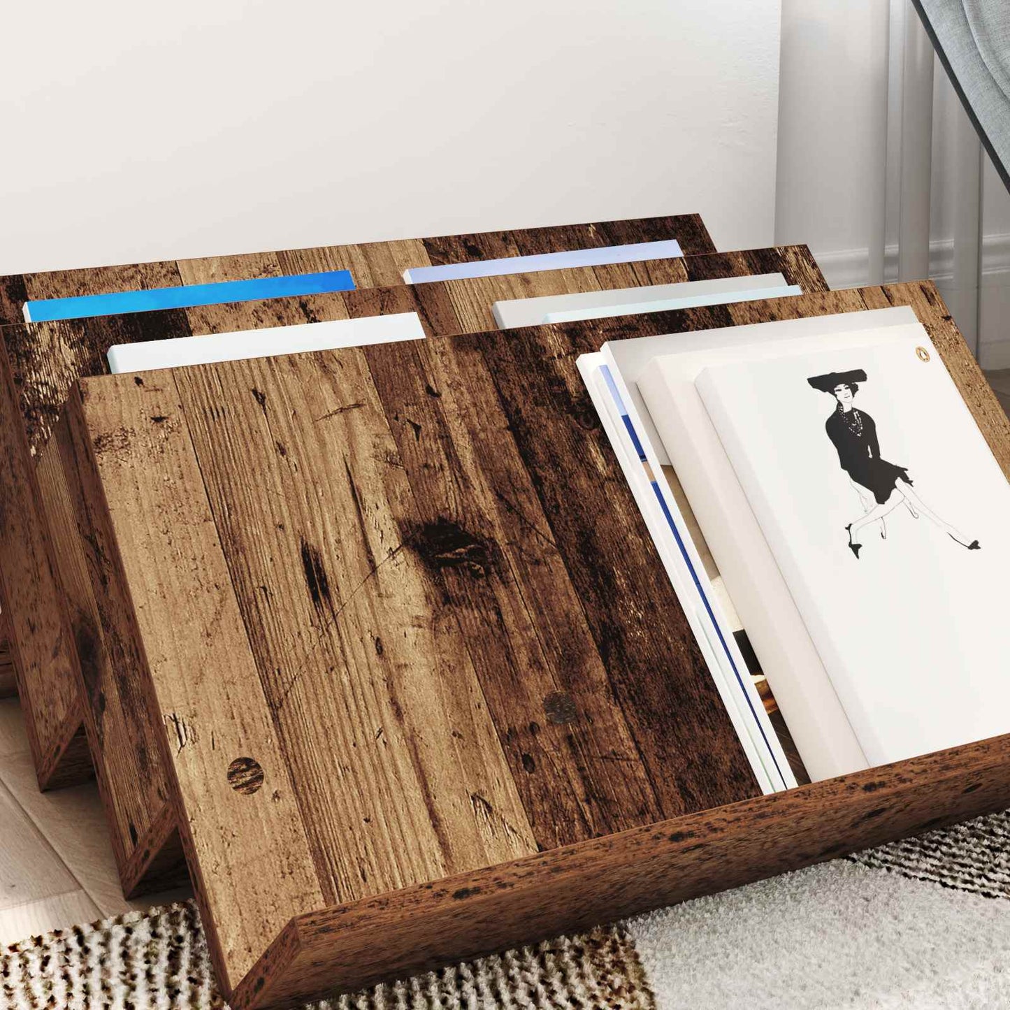 Magazine Rack Old Wood 65 x 53 x 28.5 cm Engineered Wood