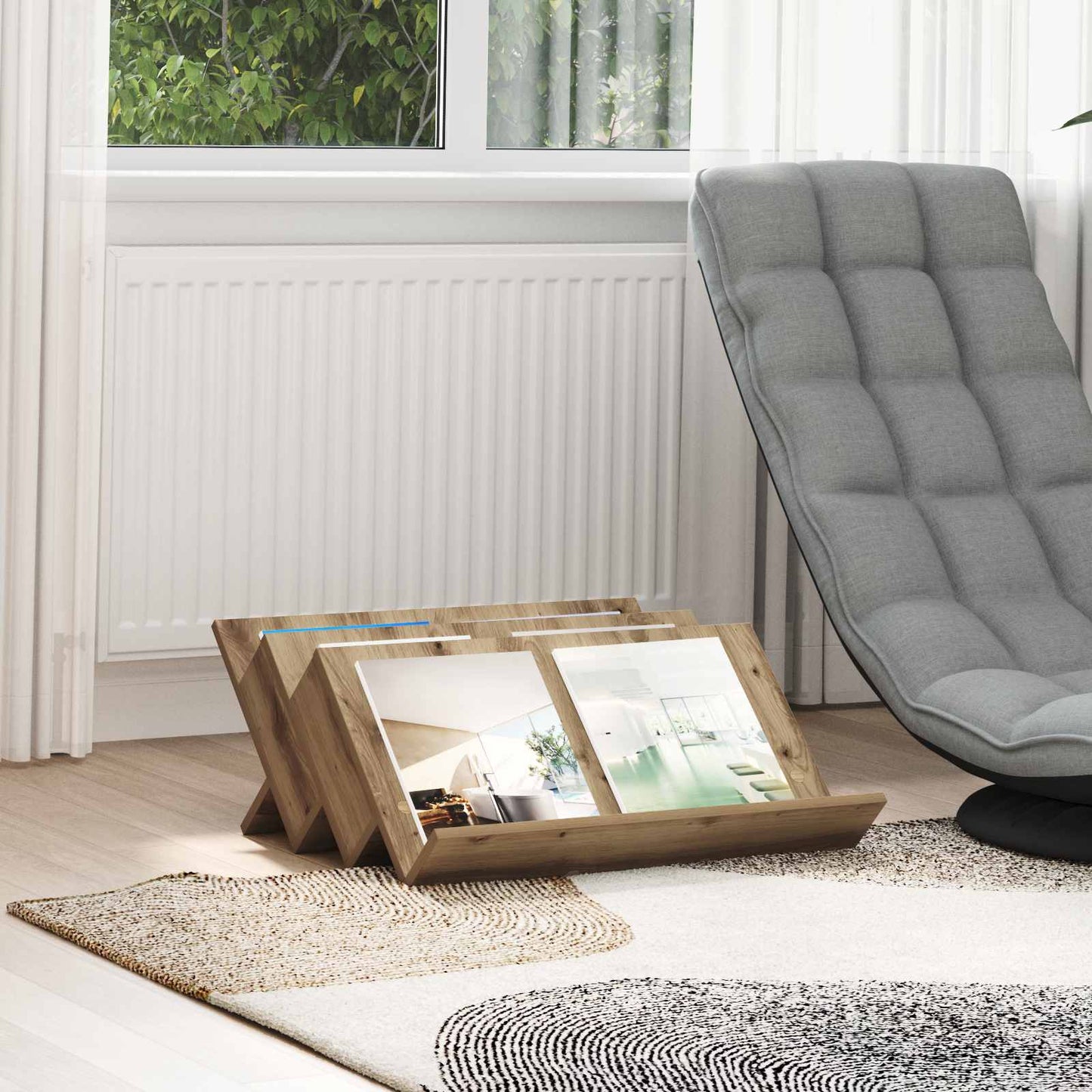Magazine Rack Artisan Oak 65 x 53 x 28.5 cm Engineered Wood
