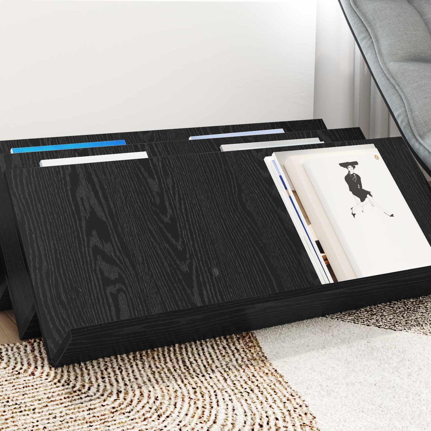 Magazine Rack Black Oak 90 x 53 x 28.5 cm Engineered Wood