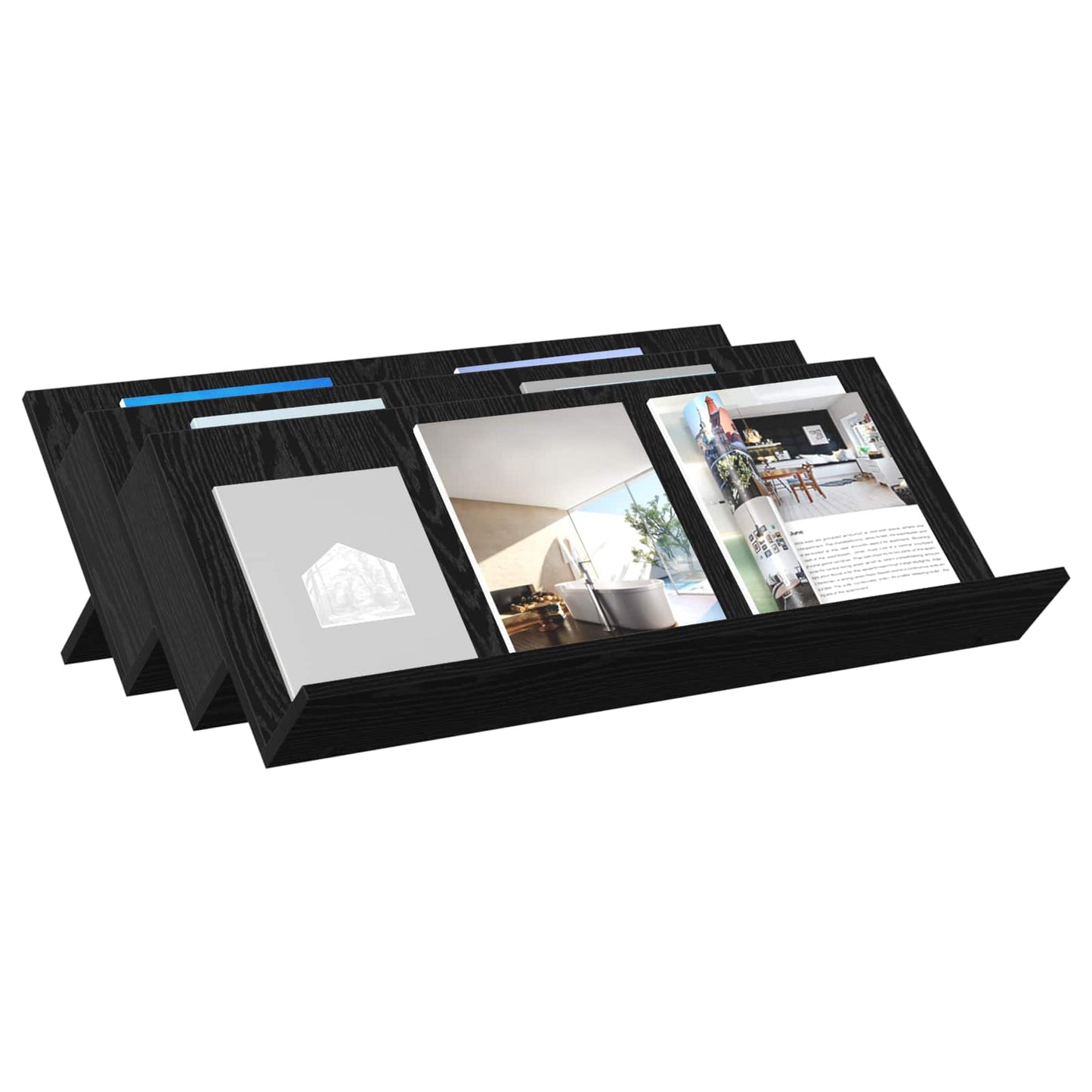 Magazine Rack Black Oak 90 x 53 x 28.5 cm Engineered Wood