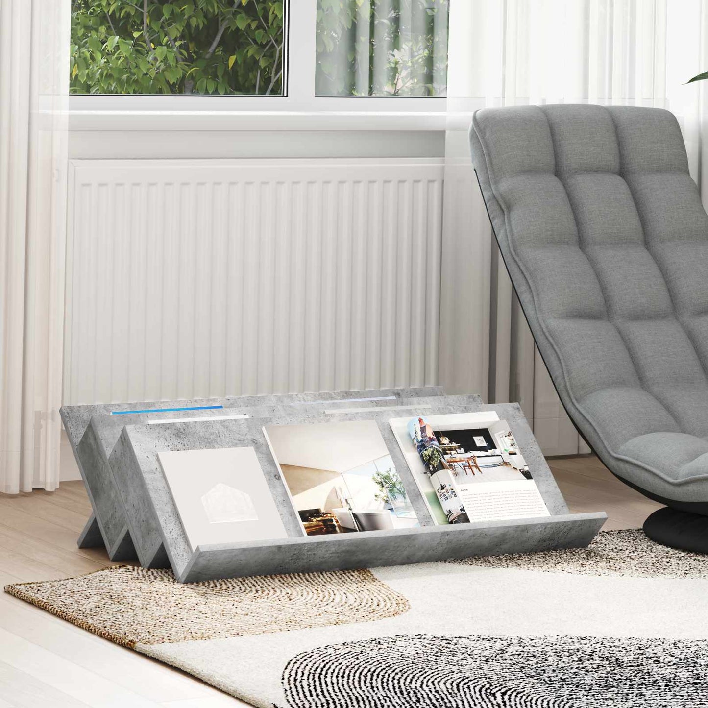 Magazine Rack Concerte Grey 90 x 53 x 28.5 cm Engineered Wood