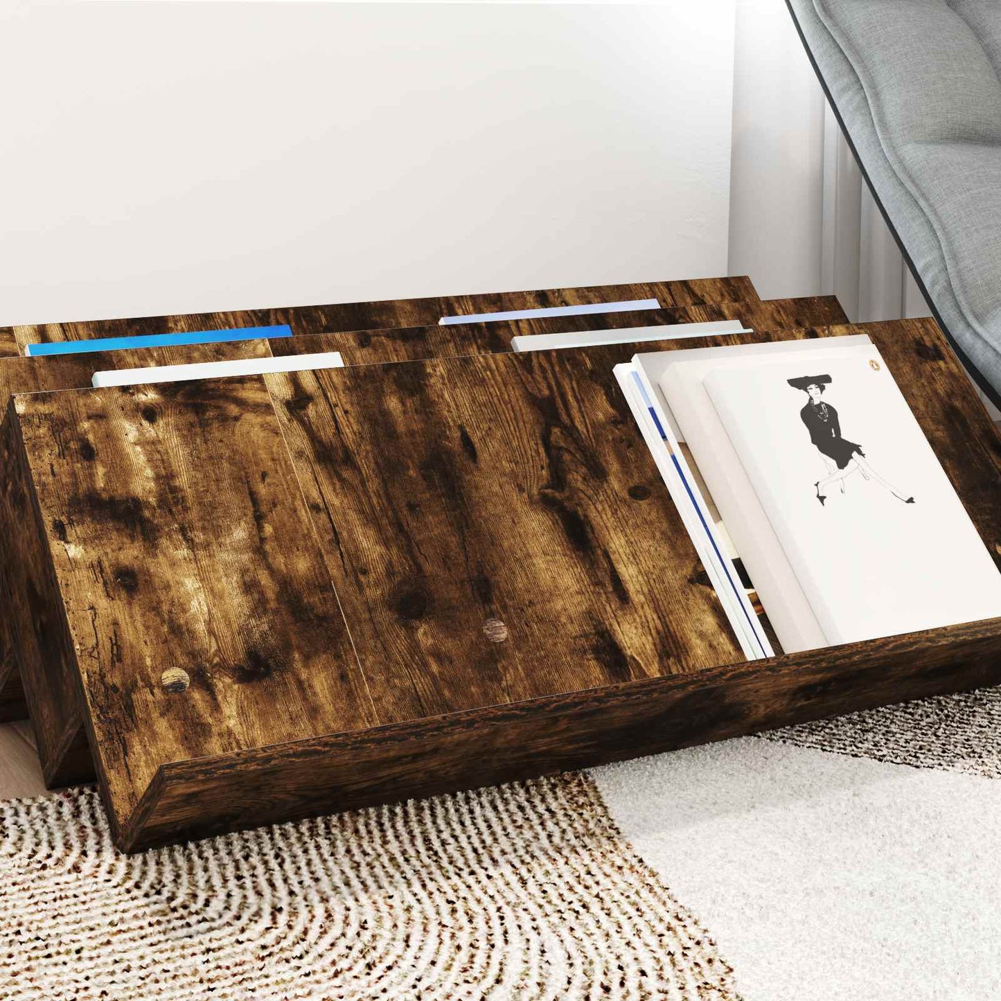 Magazine Rack Smoked Oak 90 x 53 x 28.5 cm Engineered Wood