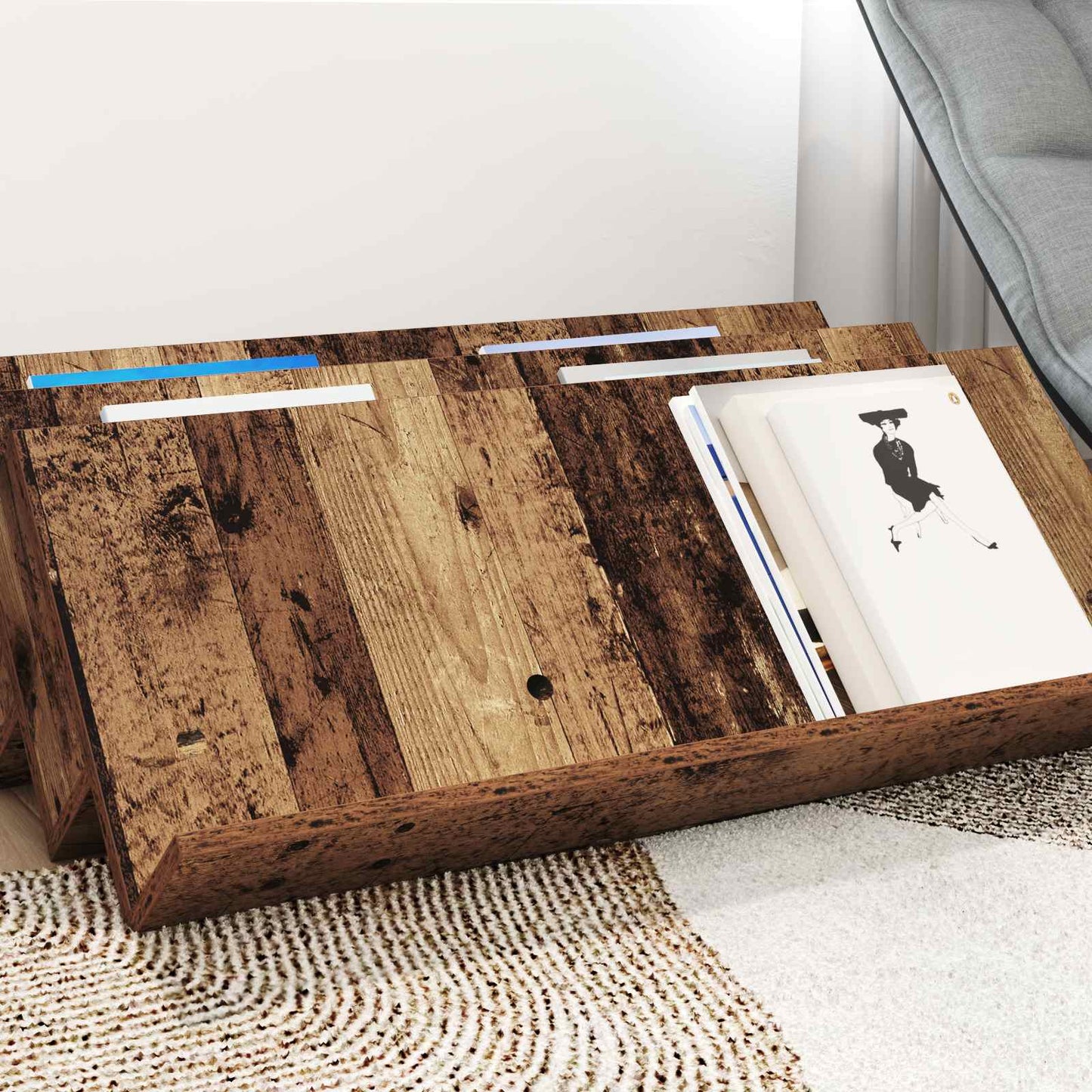 Magazine Rack Old Wood 90 x 53 x 28.5 cm Engineered Wood