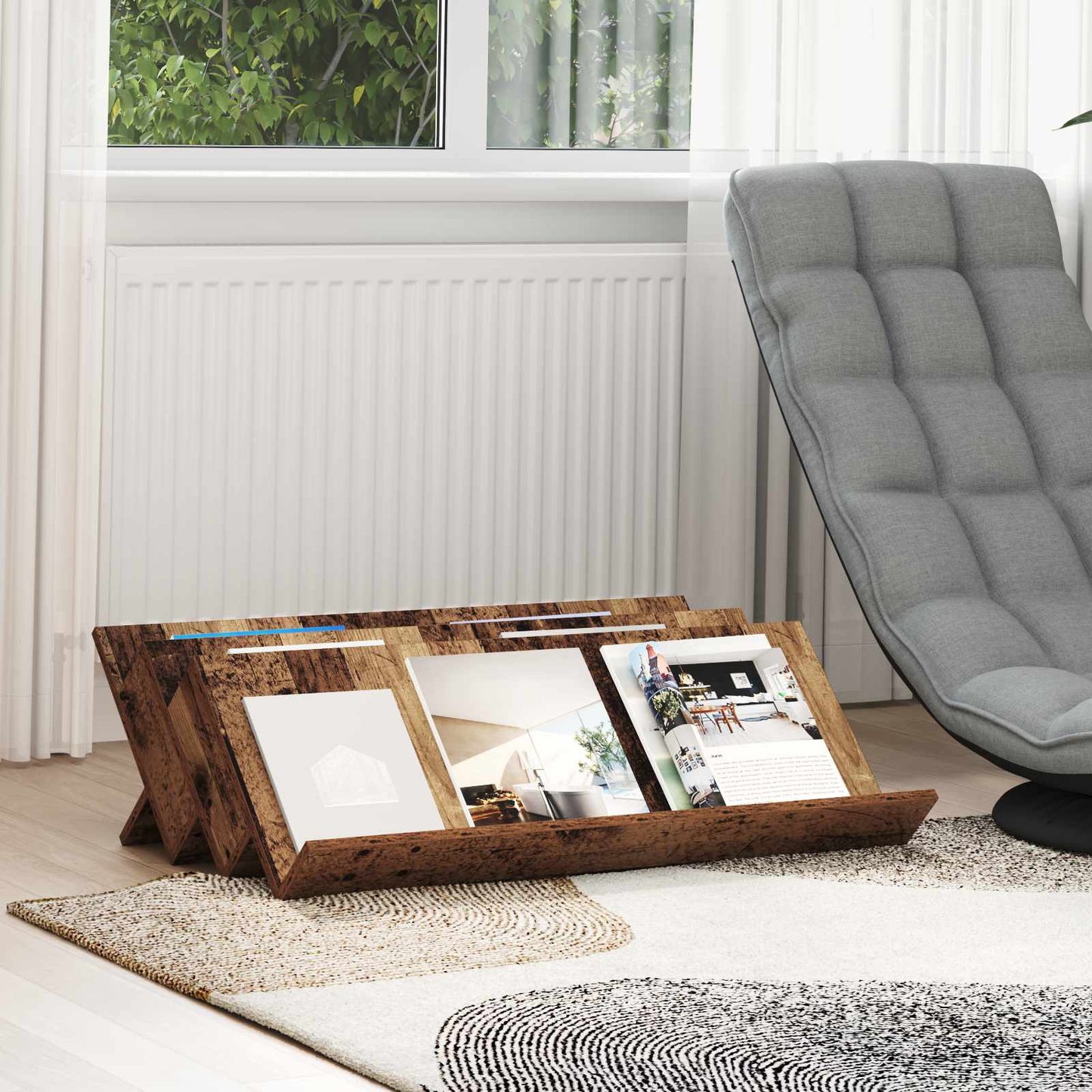 Magazine Rack Old Wood 90 x 53 x 28.5 cm Engineered Wood