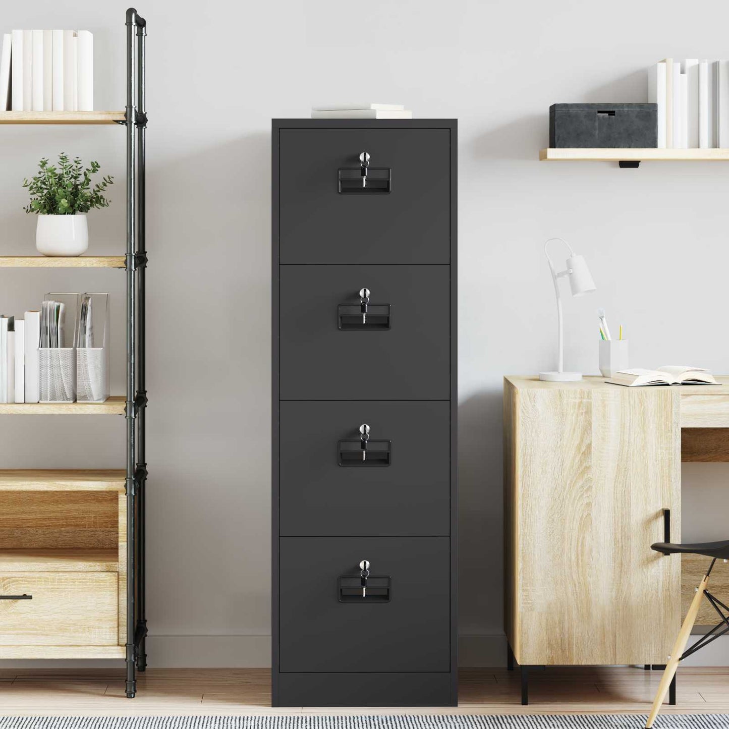 File Cabinet 2 pcs Black 44 x 50 x 139 cm Cold-Rolled Steel