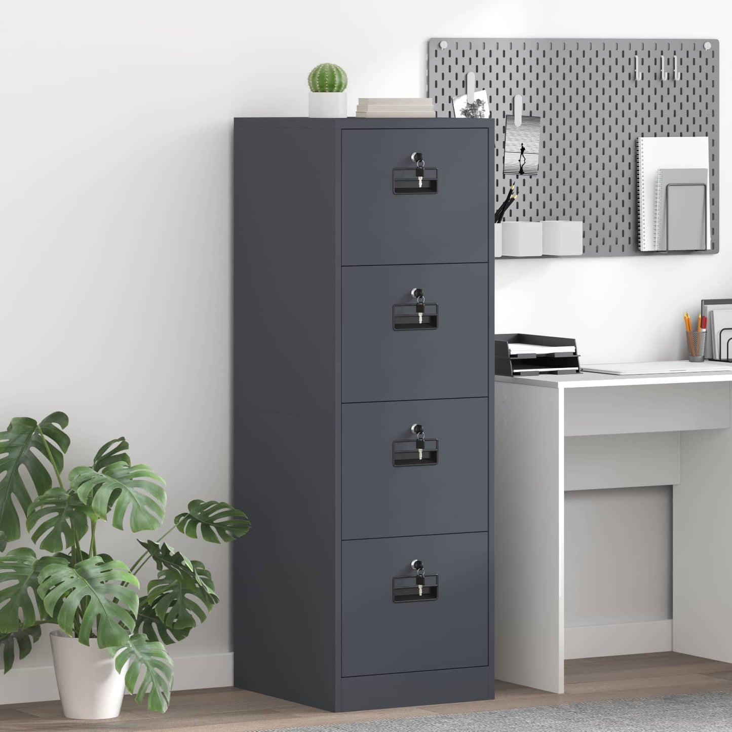 File Cabinet with Drawer 2 pcs Anthracite 44 x 50 x 139 cm