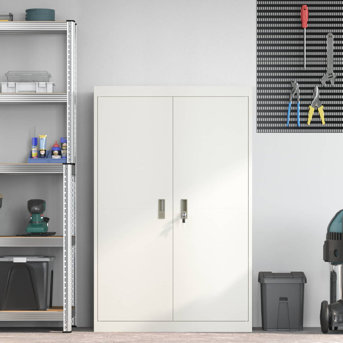 Storage Cabinet White 90 x 40 x 140 cm Steel