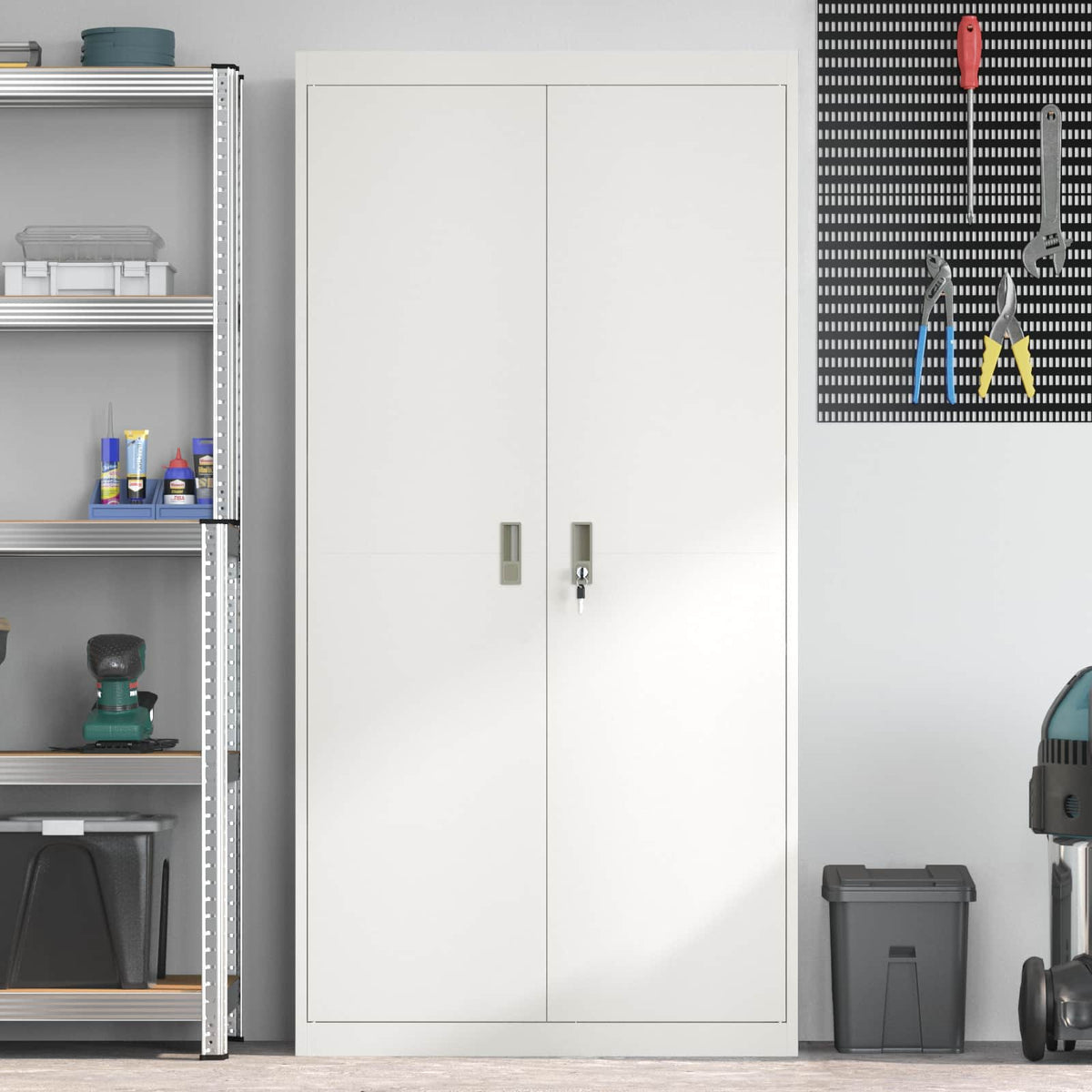 Storage Cabinet White 90 x 40 x 180 cm Steel