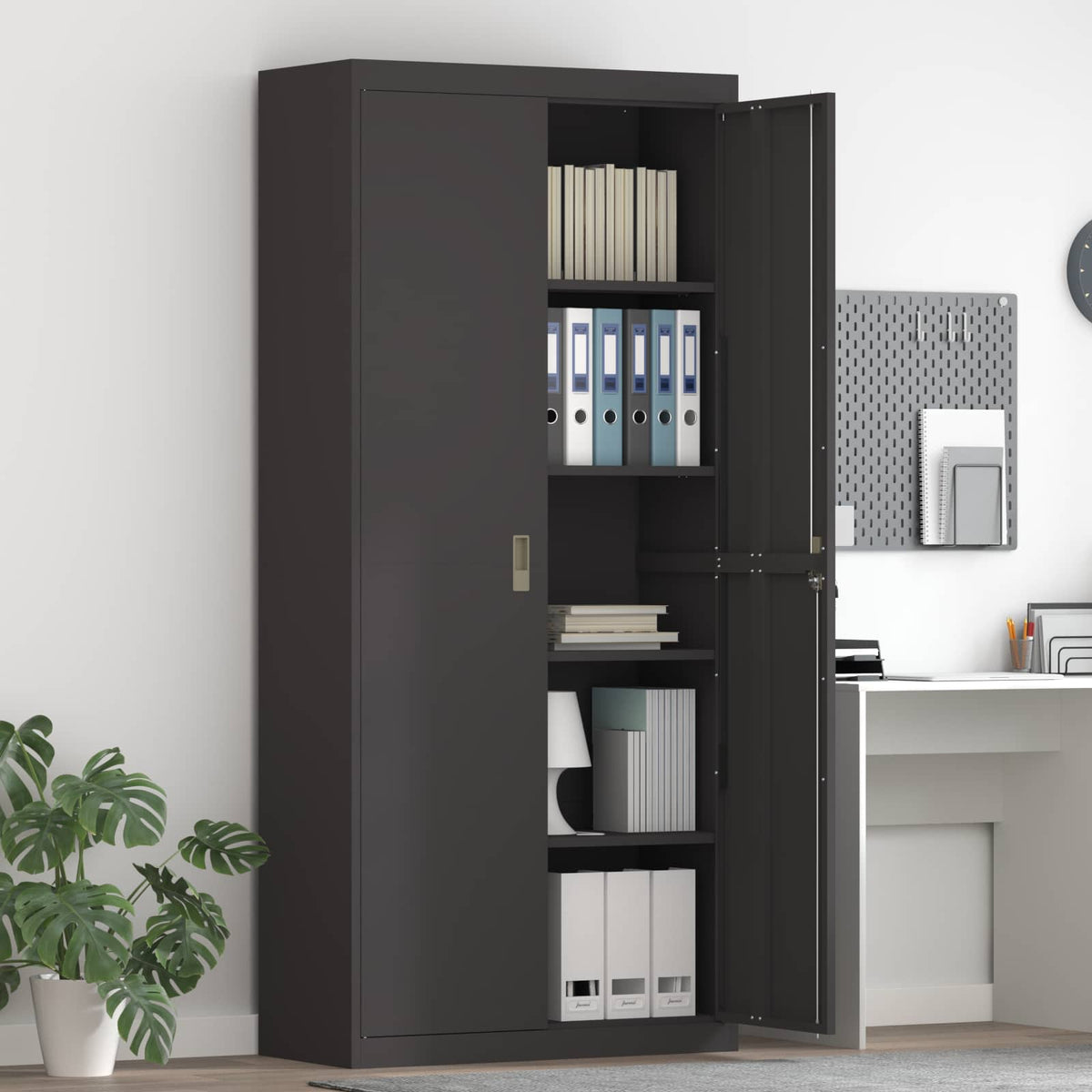 Storage Cabinet Black 90 x 40 x 200 cm Steel