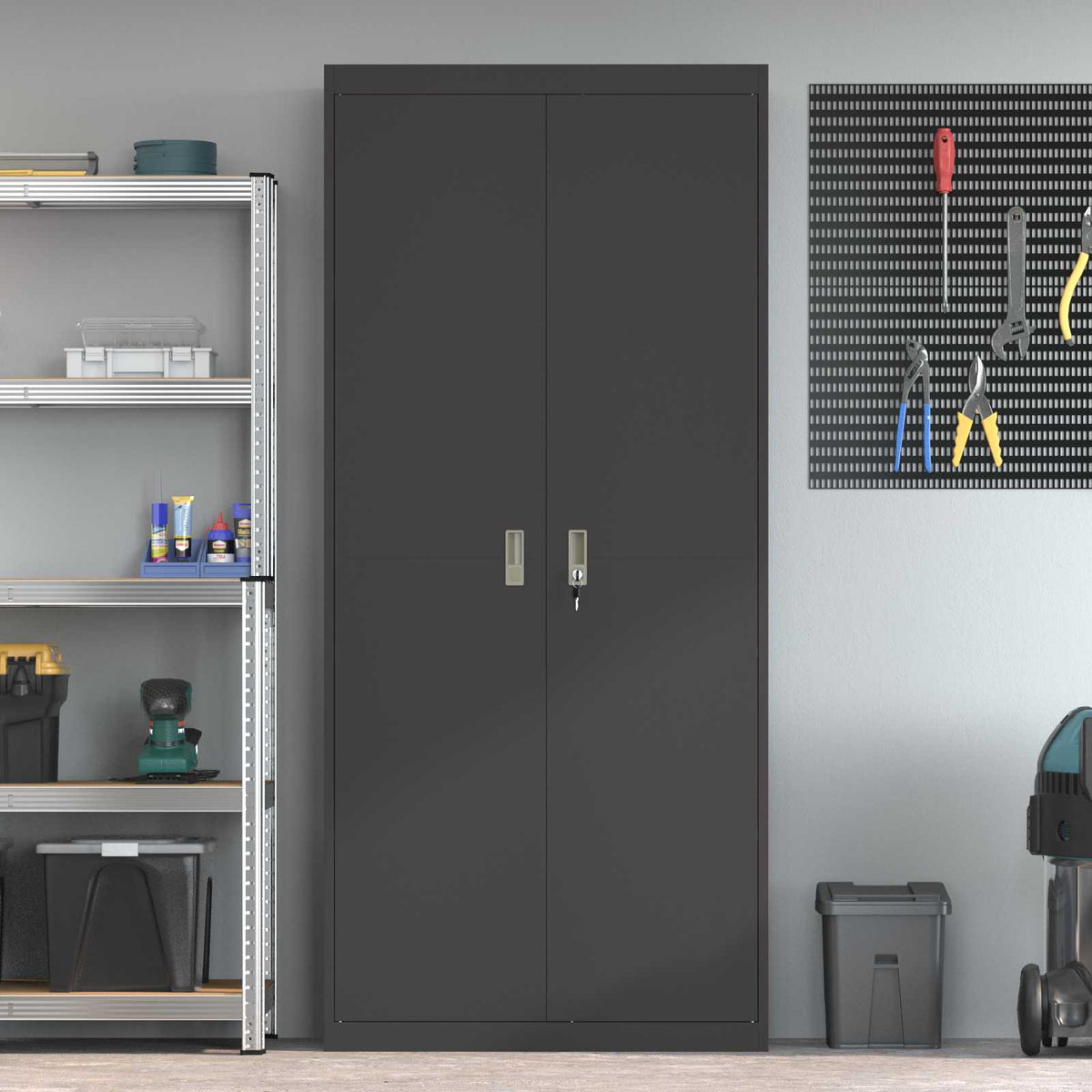 Storage Cabinet Black 90 x 40 x 200 cm Steel