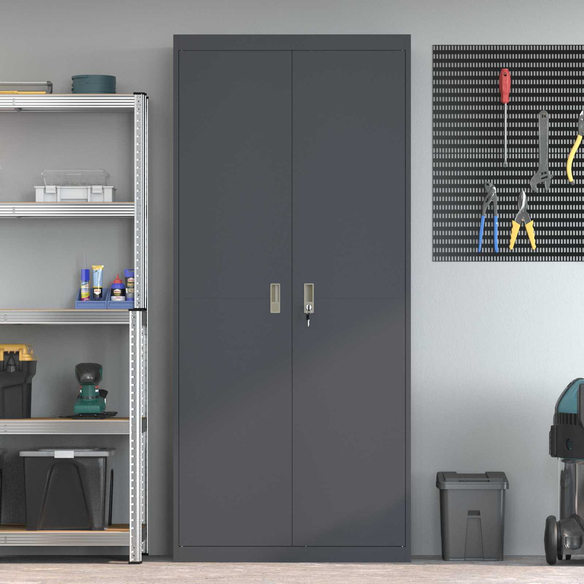 Storage Cabinet Anthracite 90 x 40 x 200 cm Steel