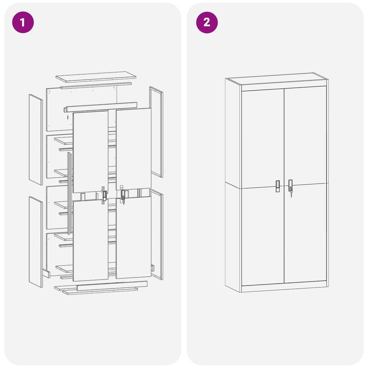 Storage Cabinet White 90 x 40 x 200 cm Steel