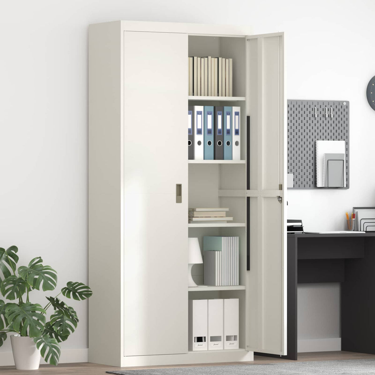 Storage Cabinet White 90 x 40 x 200 cm Steel
