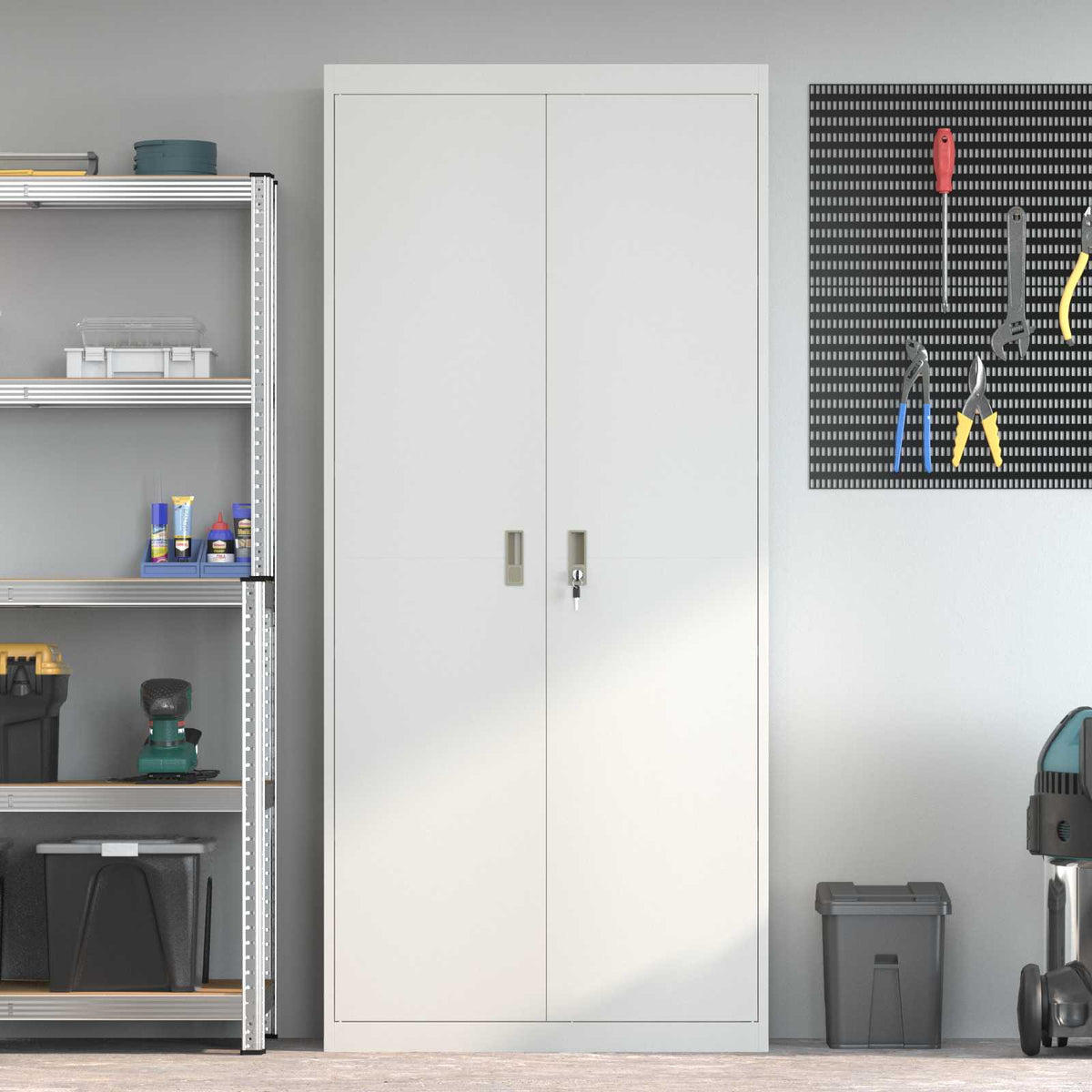Storage Cabinet White 90 x 40 x 200 cm Steel