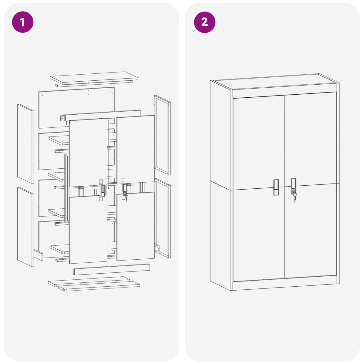 Storage Cabinet White 80 x 40 x140 cm Steel