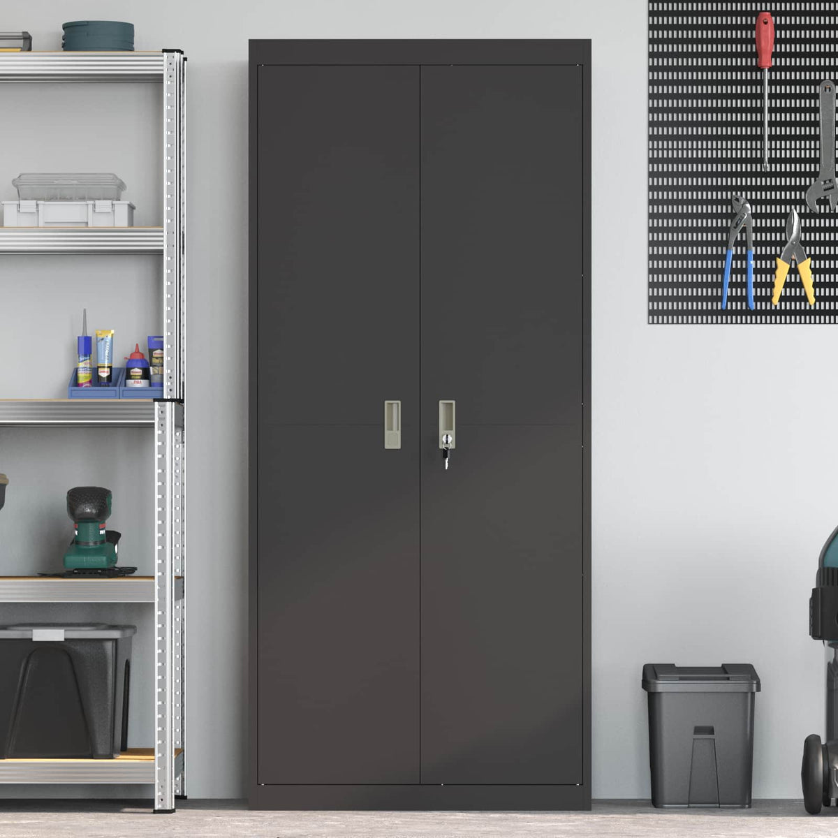 Storage Cabinet Black 80 x 40 x180 cm Steel