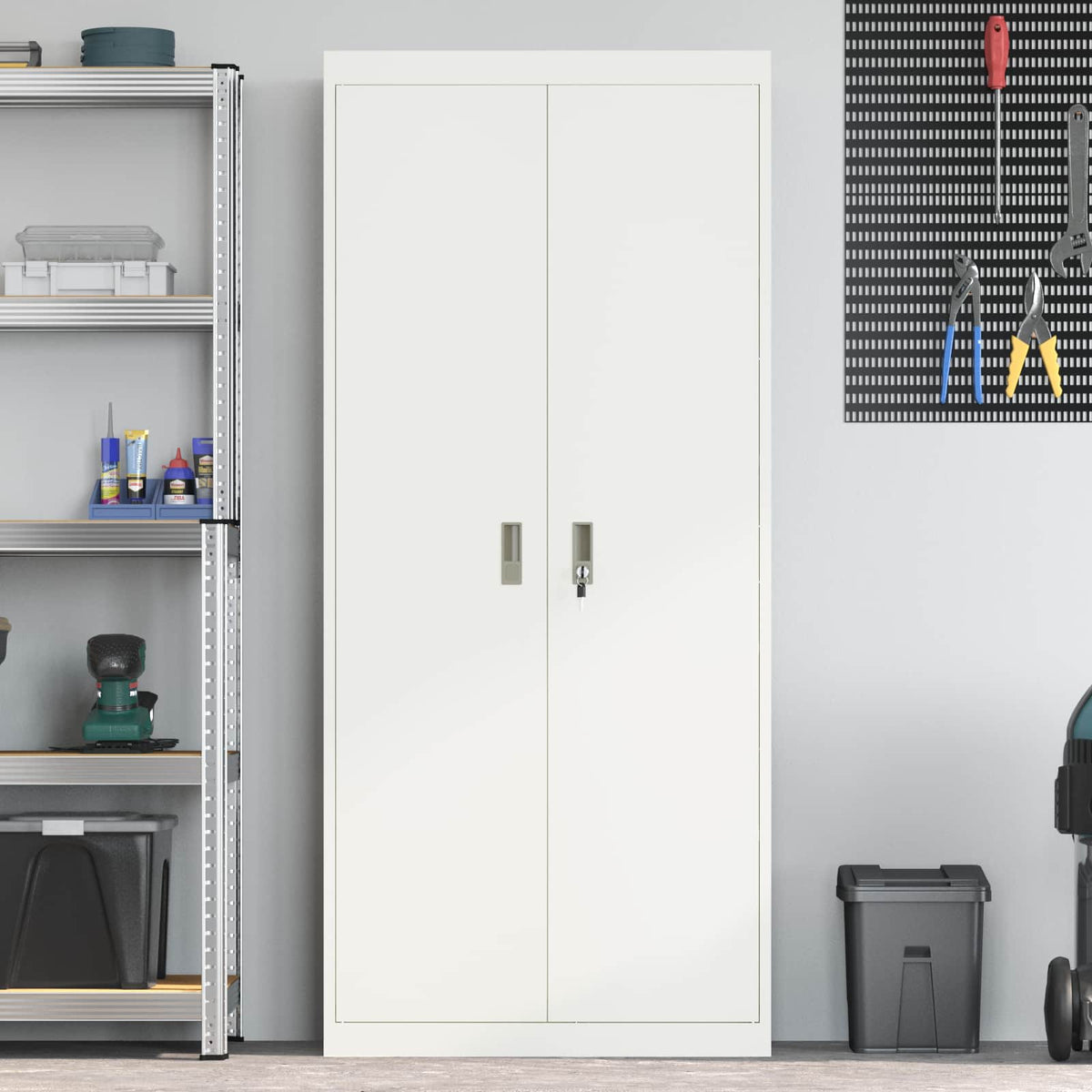 Storage Cabinet White 80 x 40 x180 cm Steel