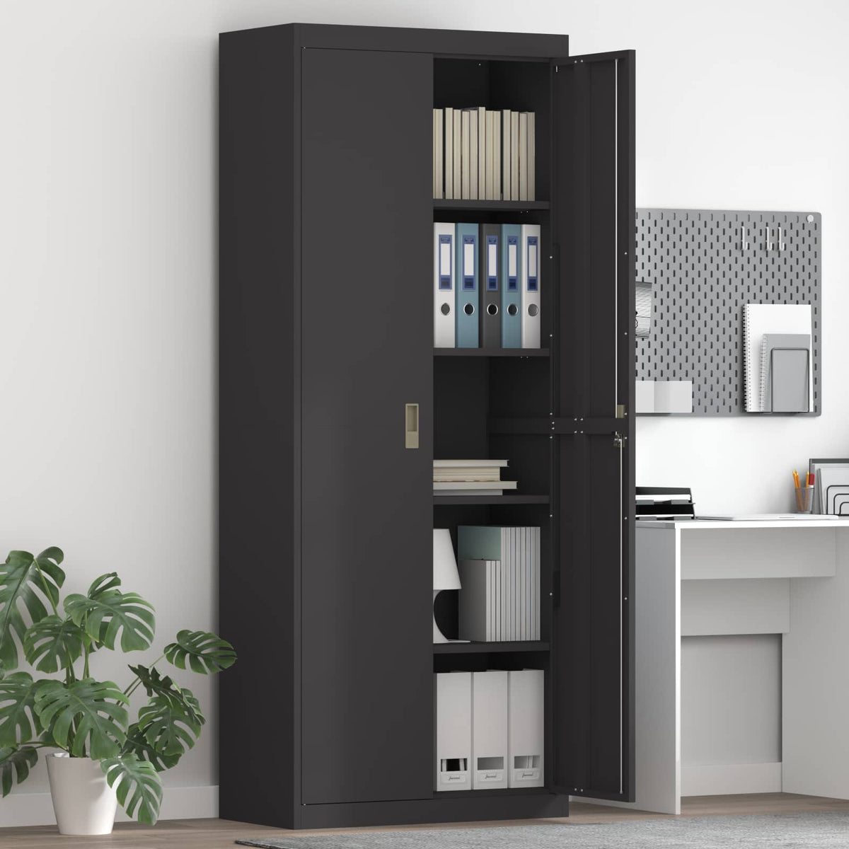 Storage Cabinet Black 80 x 40 x200 cm Steel