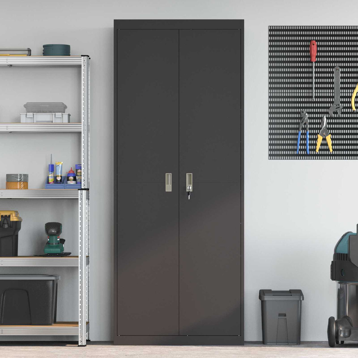 Storage Cabinet Black 80 x 40 x200 cm Steel